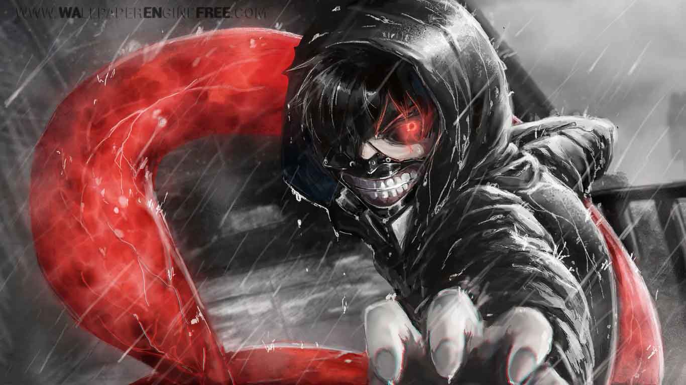 Download wallpaper 1366x768 tokyo ghoul, dark, anime boy, artwork, tablet,  laptop, 1366x768 hd background, 18584