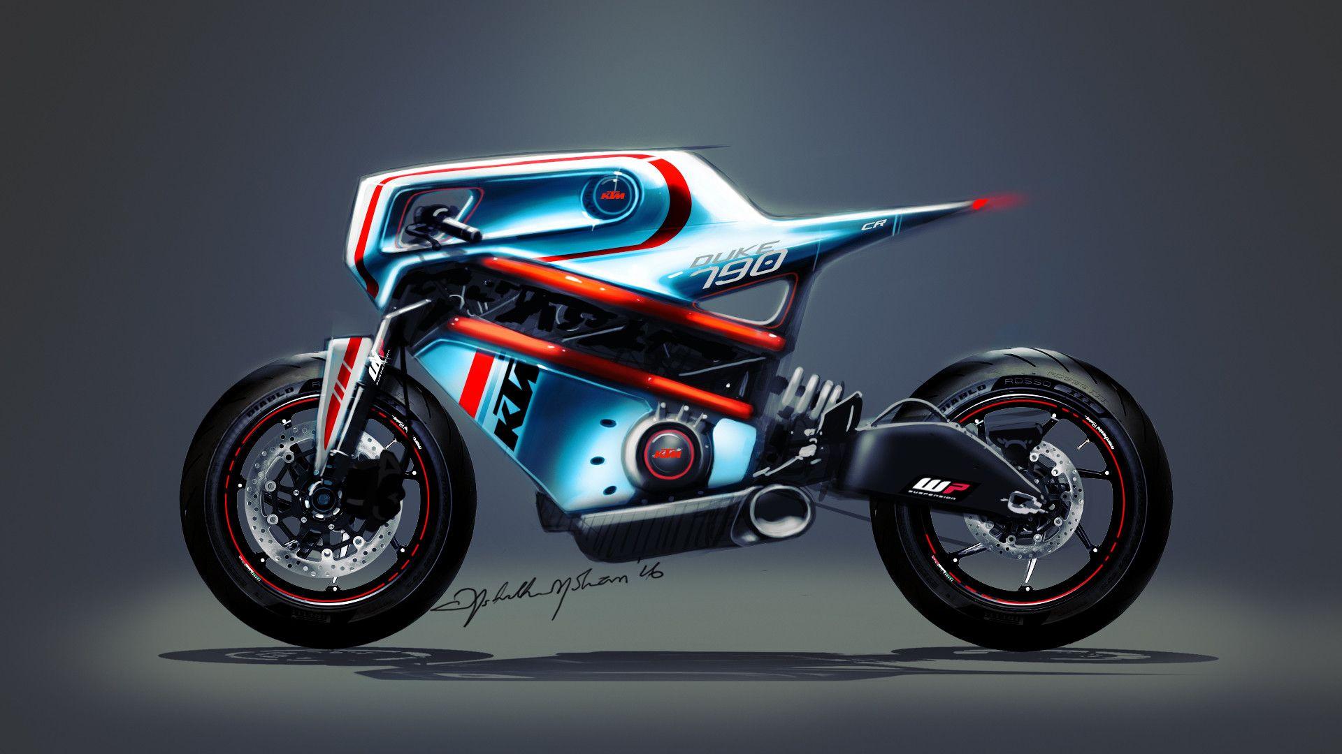 1920x1080 KTM duke 790 concept art retro, Ashith Mohan