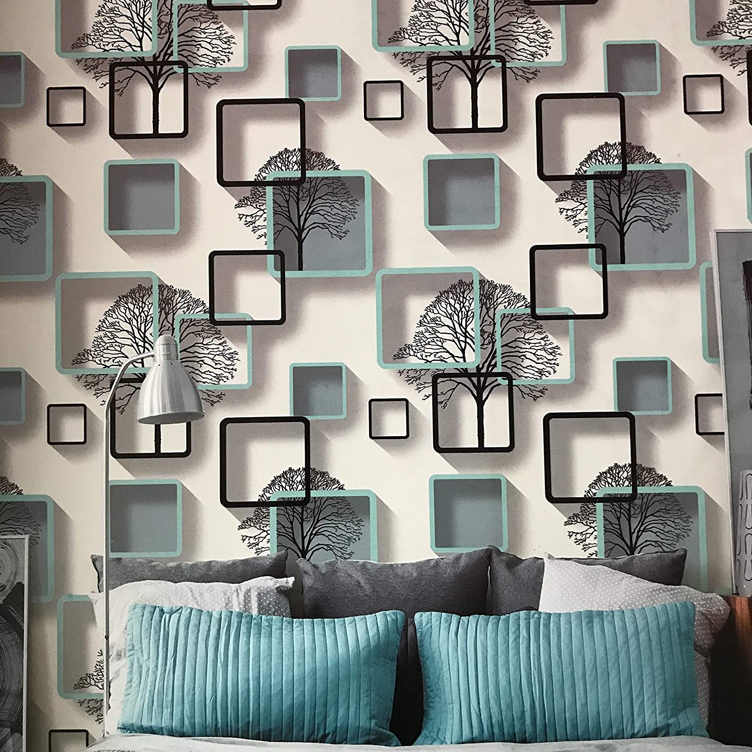 1500x1500 Eurotex PVC Coated 3D Block Design Wallpaper Rolls, 53 cmx1000 cm: Amazon.in: Home Improvement