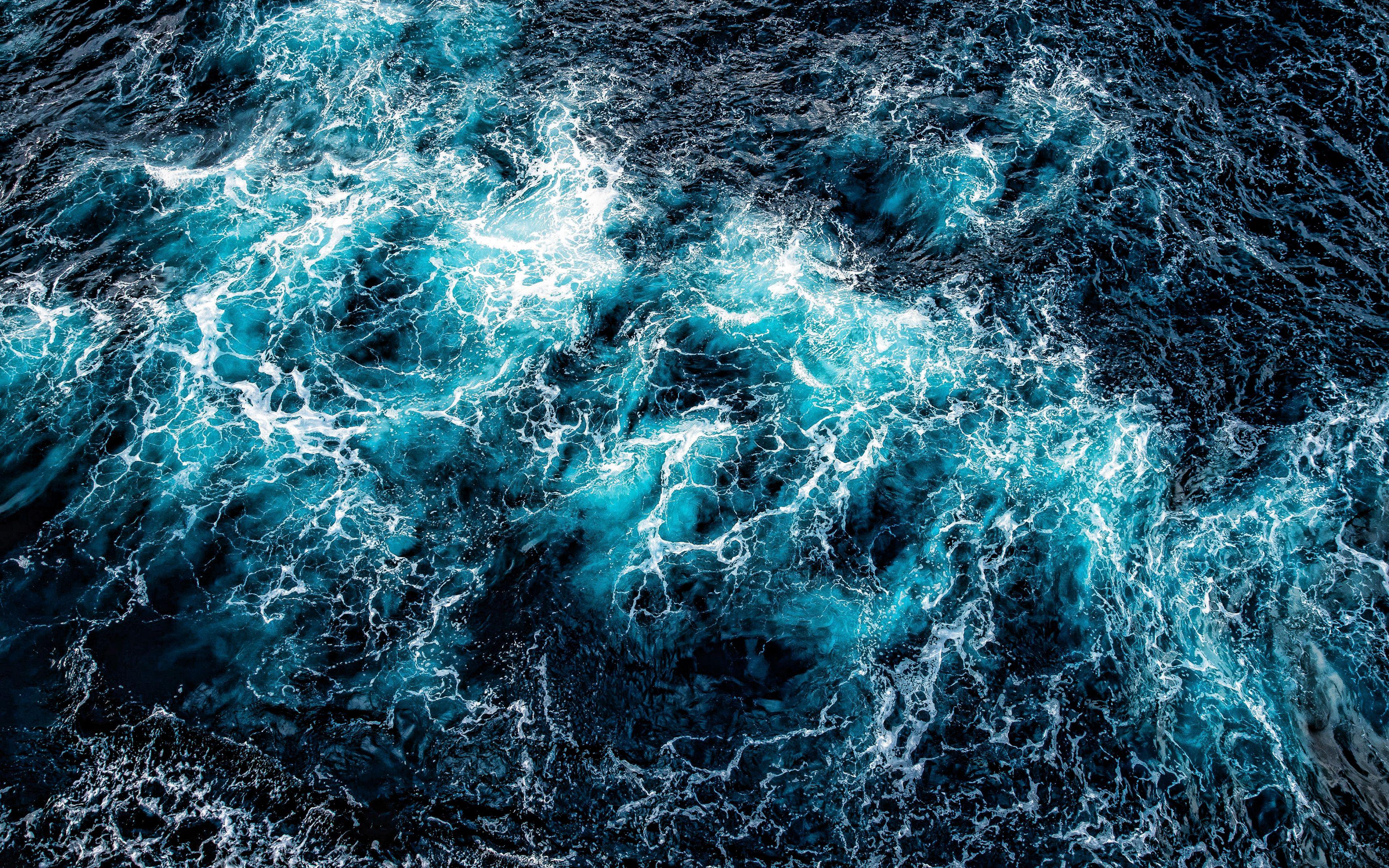 3840x2400 Download wallpaper water background, waves, ocean, water texture, ocean aero view, save water, storm for desktop with resolution 3840x2400. High Quality HD picture wallpaper