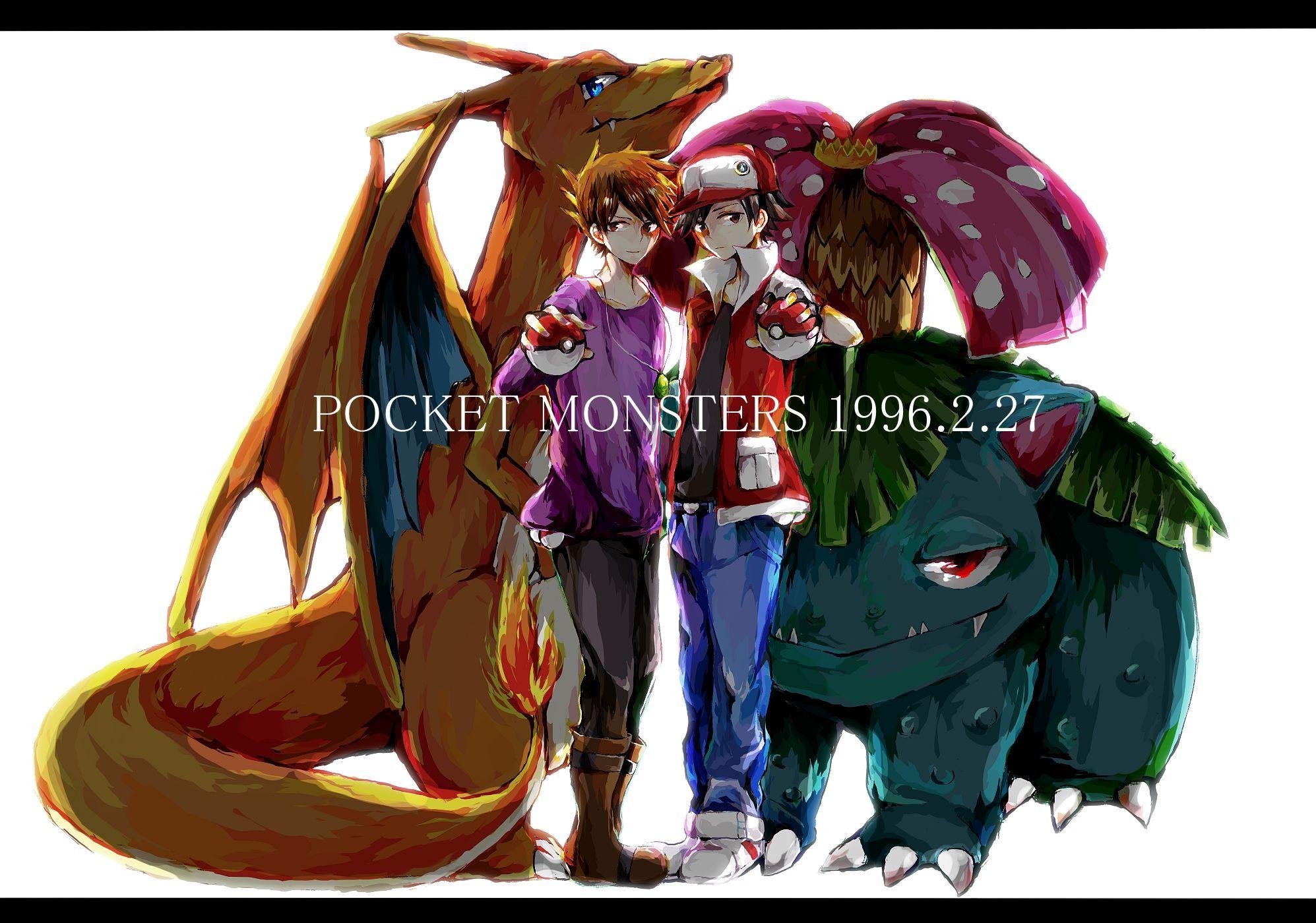 1995x1400 pokemon, Black, Hair, Brown, Eyes, Brown, Hair, Charizard, Hat, Male, Necklace, Ookido, Green, Pokemon, Red, pokemon, Red, Eyes, Summer, Interview, Venusaur Wallpaper HD / Desktop and Mobile Background