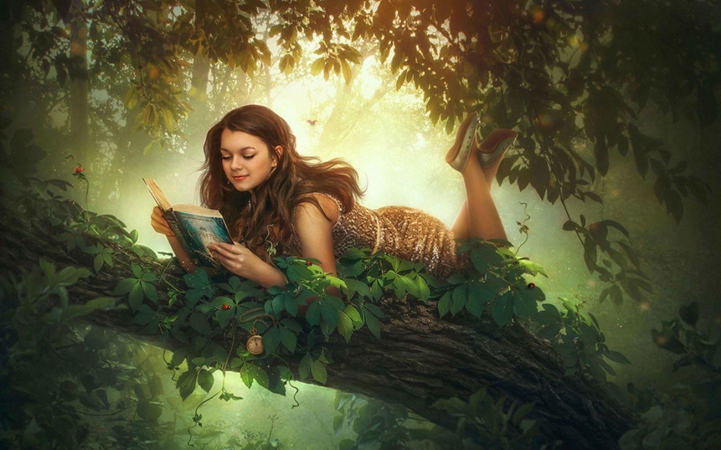 1440x900 Girls Reading Books Wallpaper