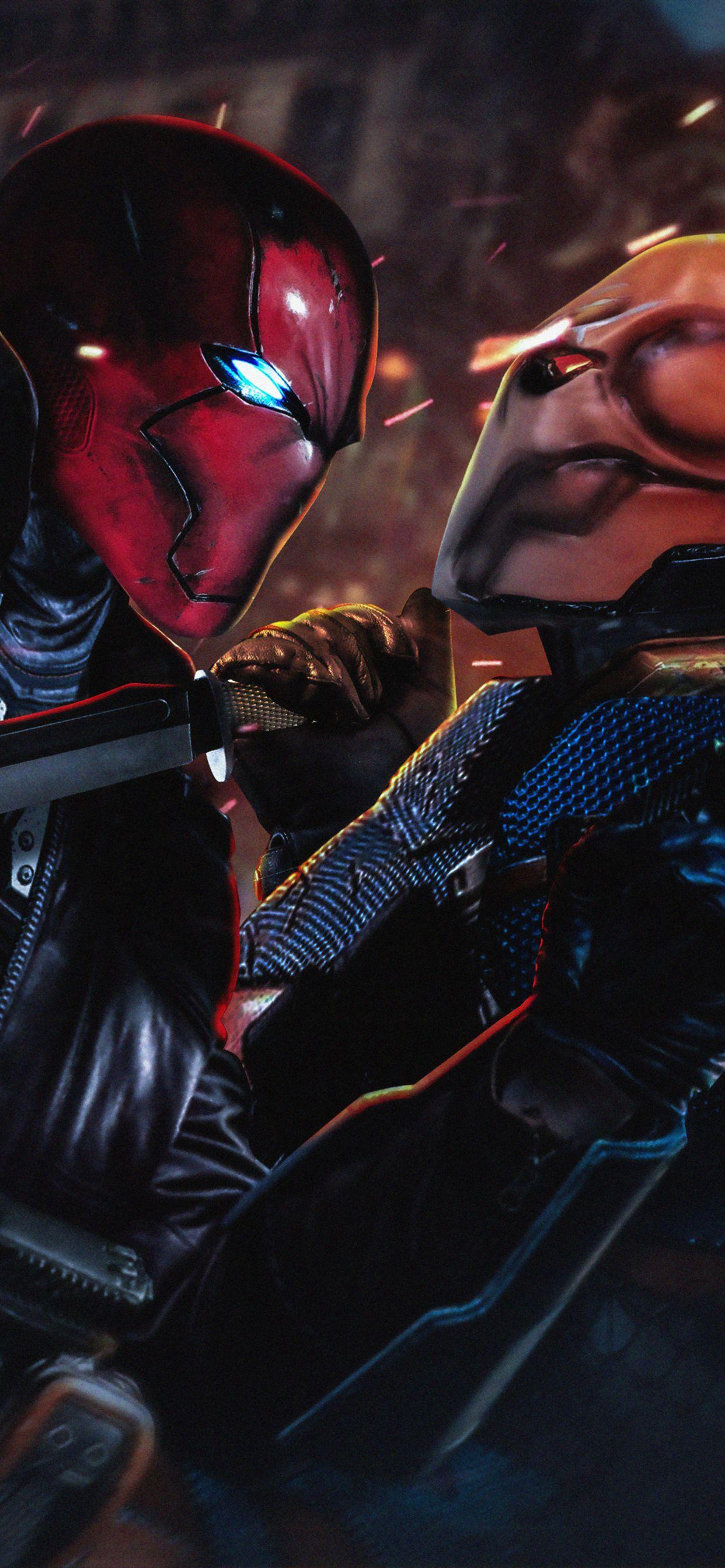 1242x2688 Deathstroke Vs Red Hood iPhone XS MAX HD 4k Wallpaper, Image, Background, Photo and Picture