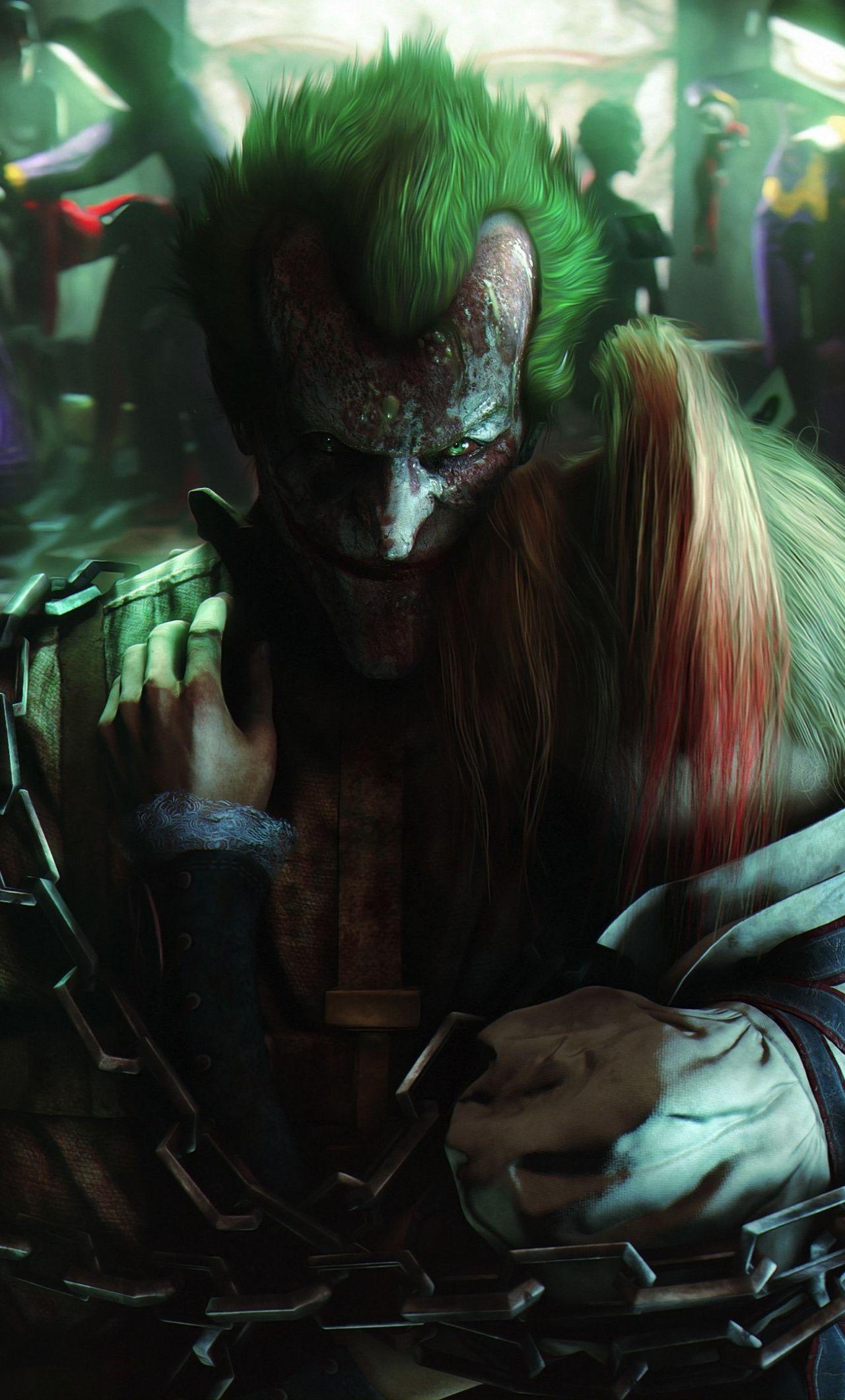 1280x2120 Arkham City, Joker, Villain, Video Game, Wallpaper Comic Wallpaper iPhone