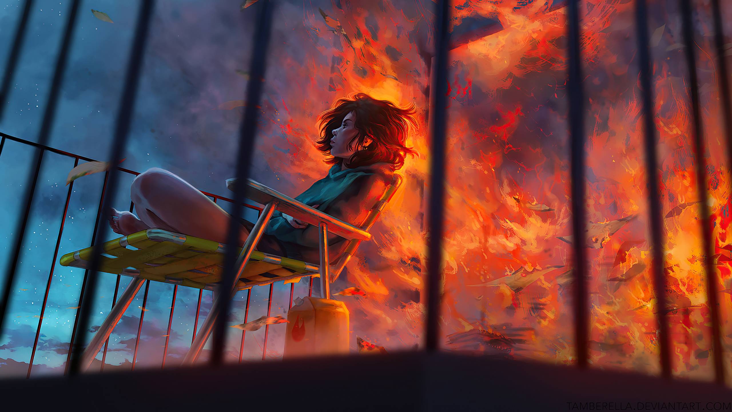 2560x1440 Girl In Flame 1440P Resolution Wallpaper, HD Artist 4K Wallpaper, Image, Photo and Background