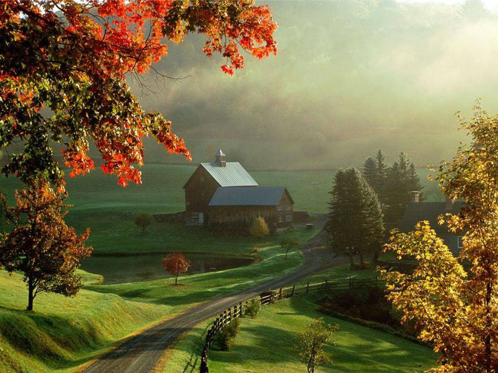 Hình nền phong cảnh mùa thu 1024x768: máy tính phong cảnh mùa thu đầy màu sắc