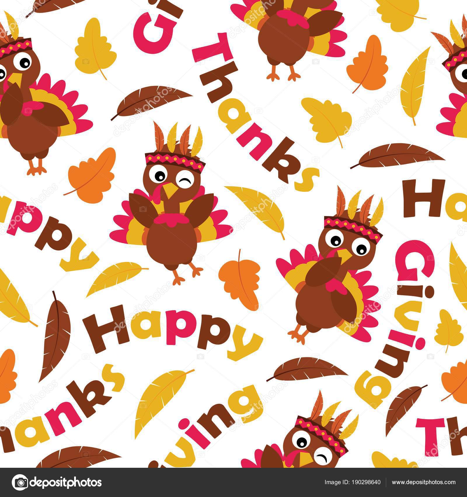 1600x1700 Seamless Pattern Cute Turkeys Maple Leaves Vector Cartoon Thanksgiving HD Wallpaper