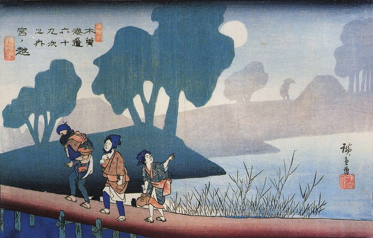 1280x818 Hiroshige, A family in a misty