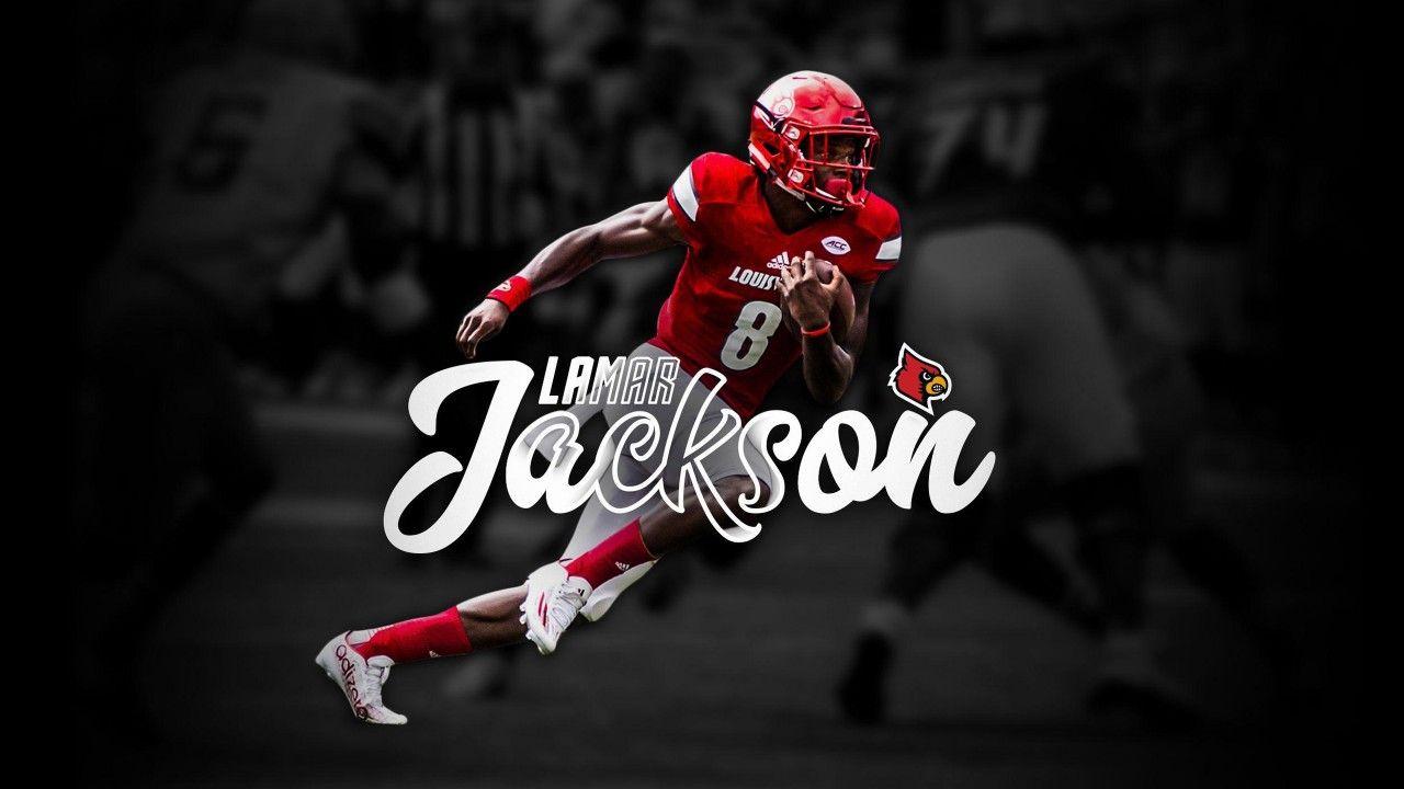 1280x720 Lamar Jackson Is Wearing Red And White Sports Dress And Helmet With Baltimore Ravens Logo HD Sports Wallpaper