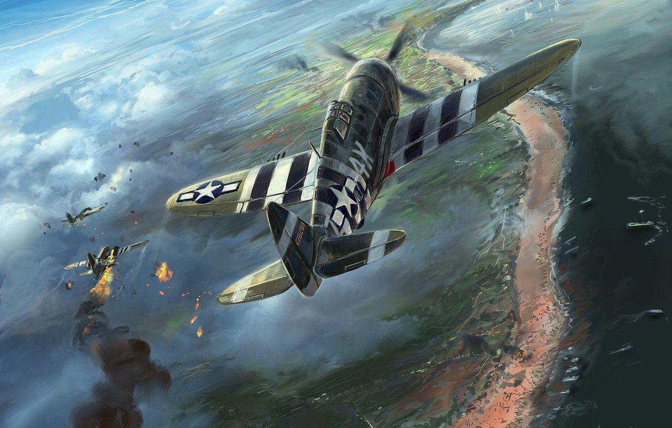 1332x850 Wallpaper WW P 47 Thunderbolt, Energo Aviation Art Image For Desktop, Section авиация