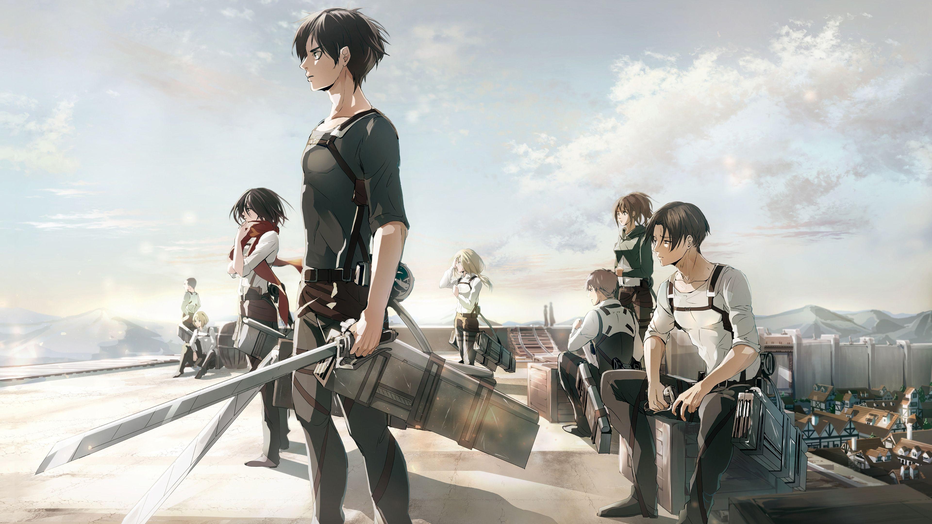 3840x2160 Eren Levi Mikasa Attack on Titan Shingeki no Kyojin 4K