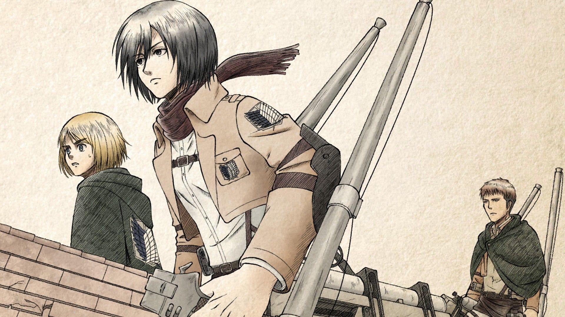 1920x1080 Attack On Titan Armin Arlert Jean Kirstein Mikasa Ackerman HD Anime Wallpaper