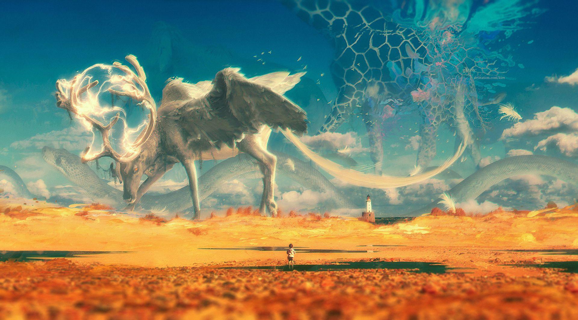 1920x1065 Child Animal Fantasy Digital Art, HD Artist, 4k Wallpaper, Image, Background, Photo and Picture