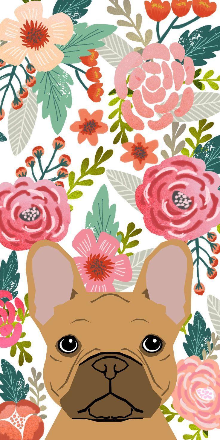 736x1472 CASETiFY #floral #bulldog #animals #dogs #cute #art ::Click here to download CASETiFY #floral #bulldog #animals #d. Cute wallpaper, Art wallpaper, Dog wallpaper