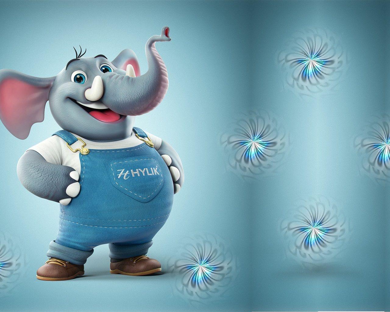 1280x1024 Wallpaper Cute 3D elephant, art cartoon 1920x1440 HD Picture, Image