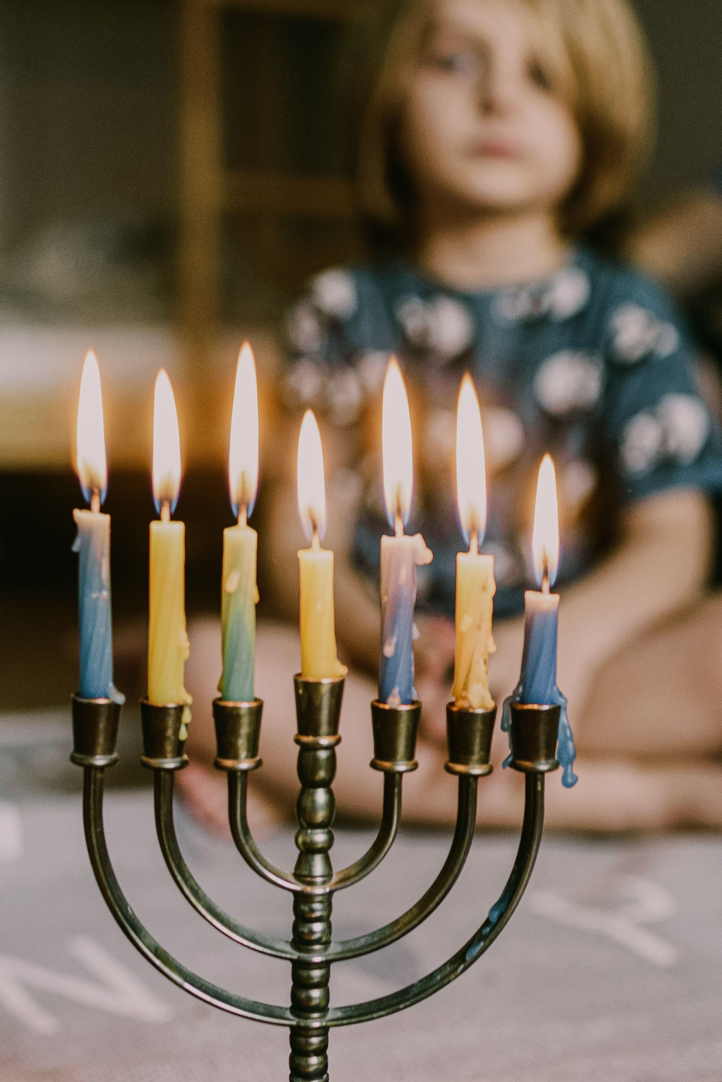 2443x3661 Lit Candles on Menorah · Free