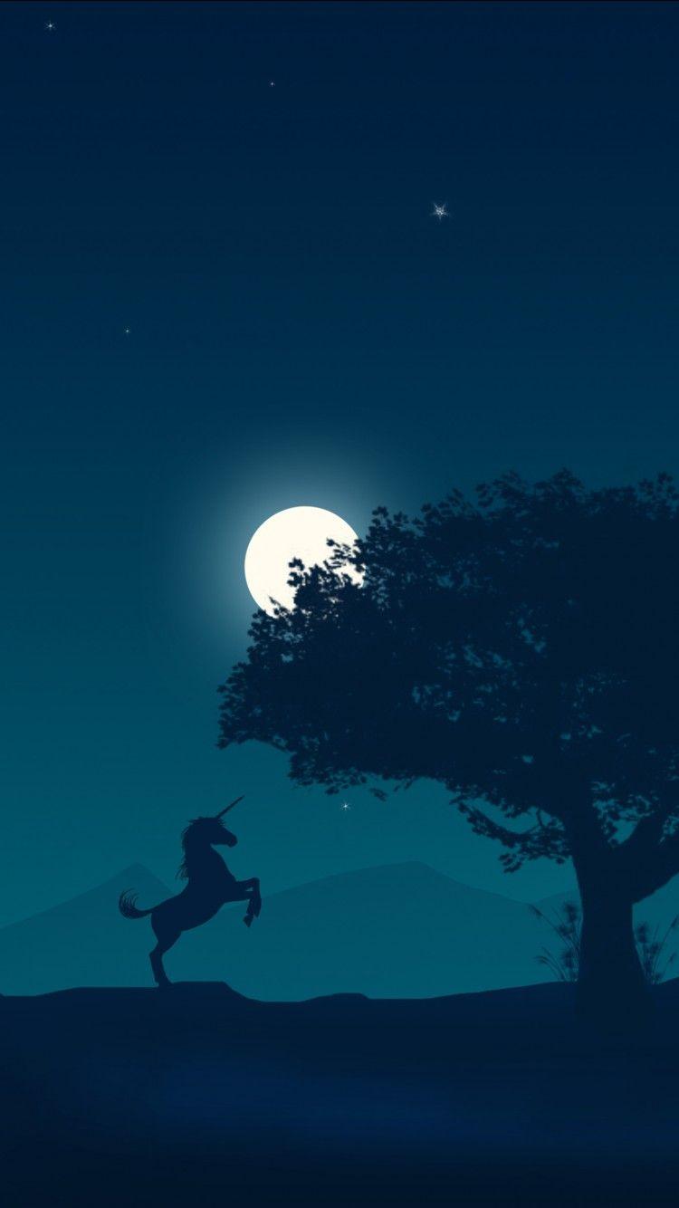 750x1334 Unicorn Moon Minimal 4K Wallpaper HD Wallpaper ID 25187 Phone Wallpaper