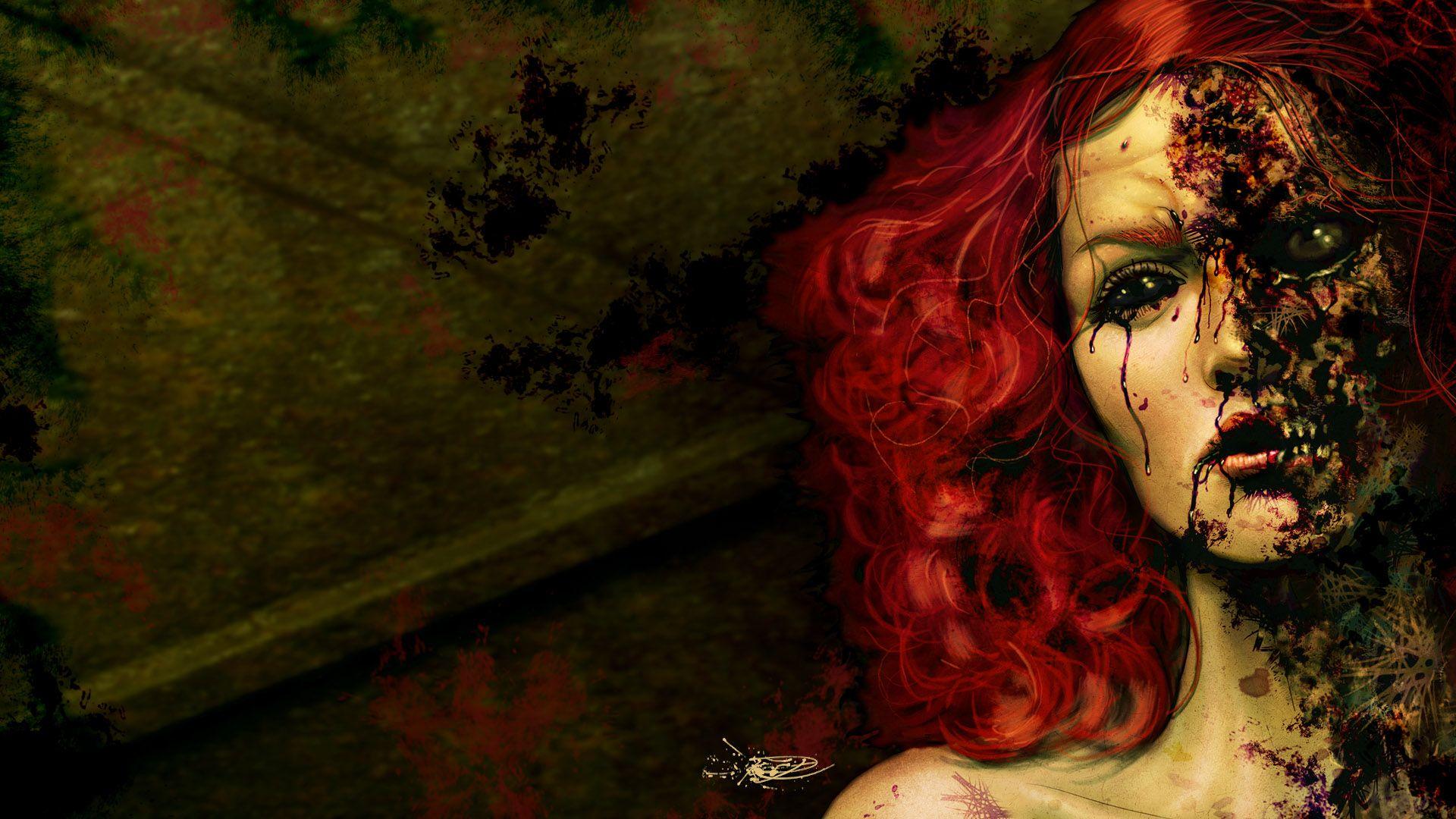 1920x1080 Free download macabre women redhead evil wallpaper 1920x1080 31098 WallpaperUP [1920x1080] for your Desktop, Mobile & Tablet. Explore Zombie Wallpaper. Zombie Background Wallpaper, Zombie Wallpaper for Windows Desktop