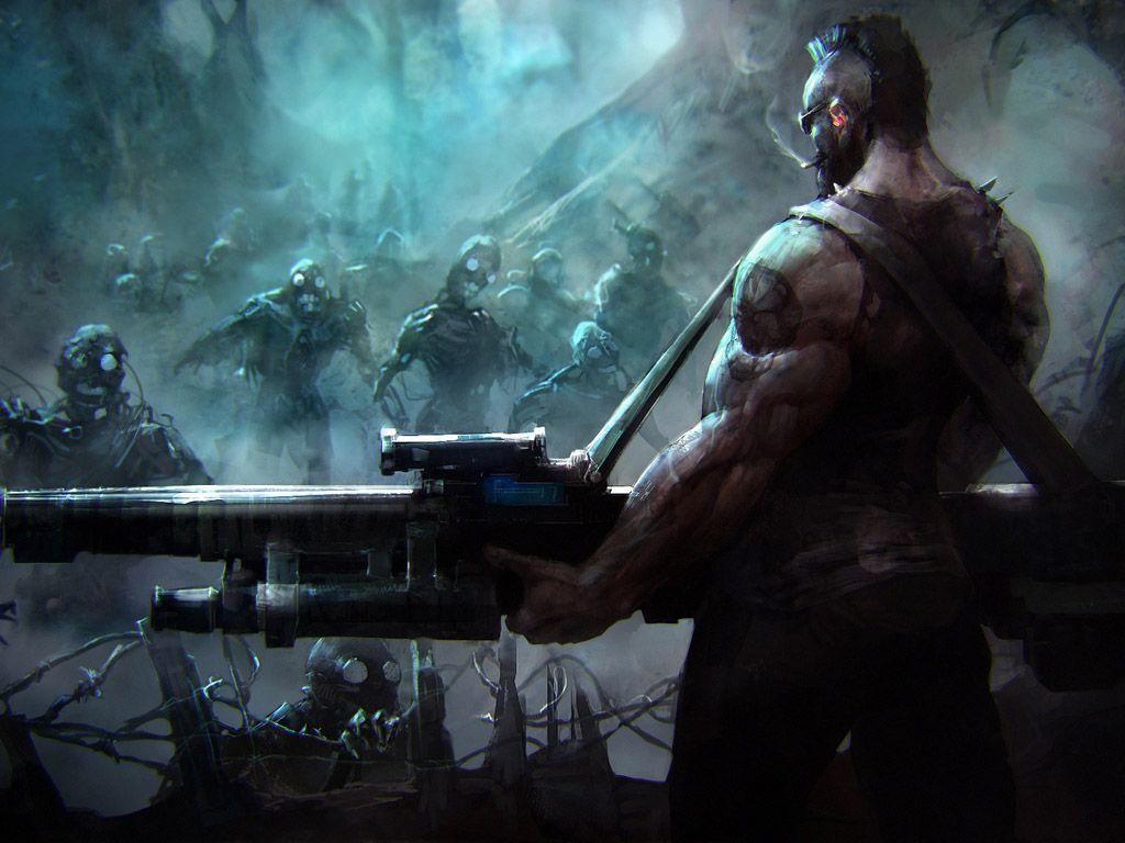 1024x768 My Free Wallpaper Wallpaper : Evil Robot Zombies Must Die
