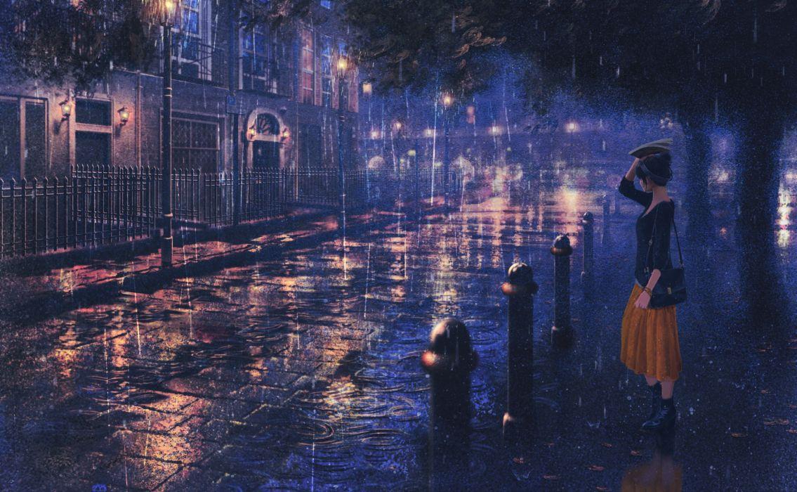 1135x700 building dark natsu3390 night original rain reflection scenic skirt tree water wallpaperx2160