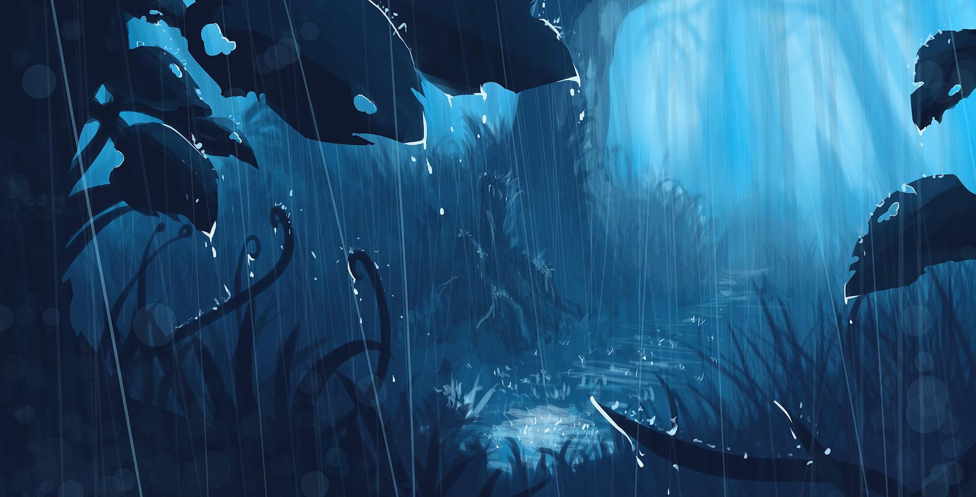 1900x968 Anime Scenery Wallpaper At Night In Forest Wallpaper & Background Download