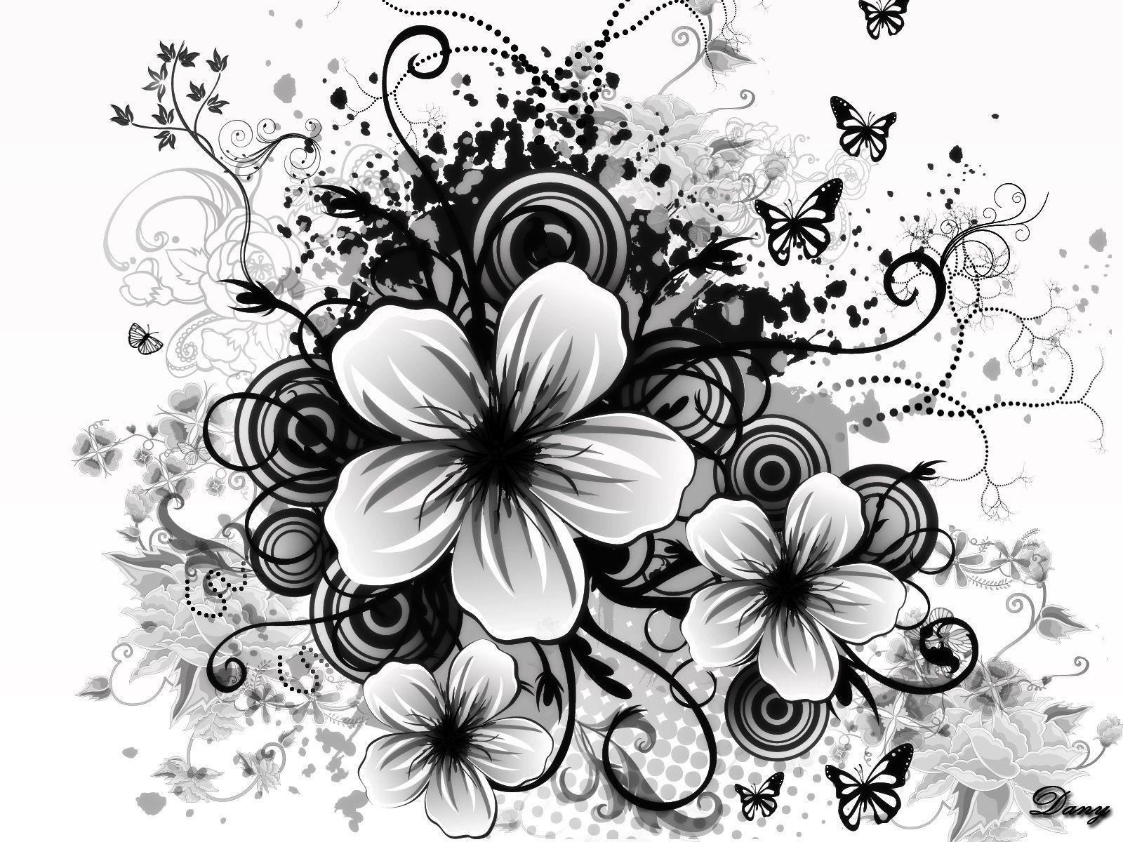 1600x1200 Black Flowers Wallpaper