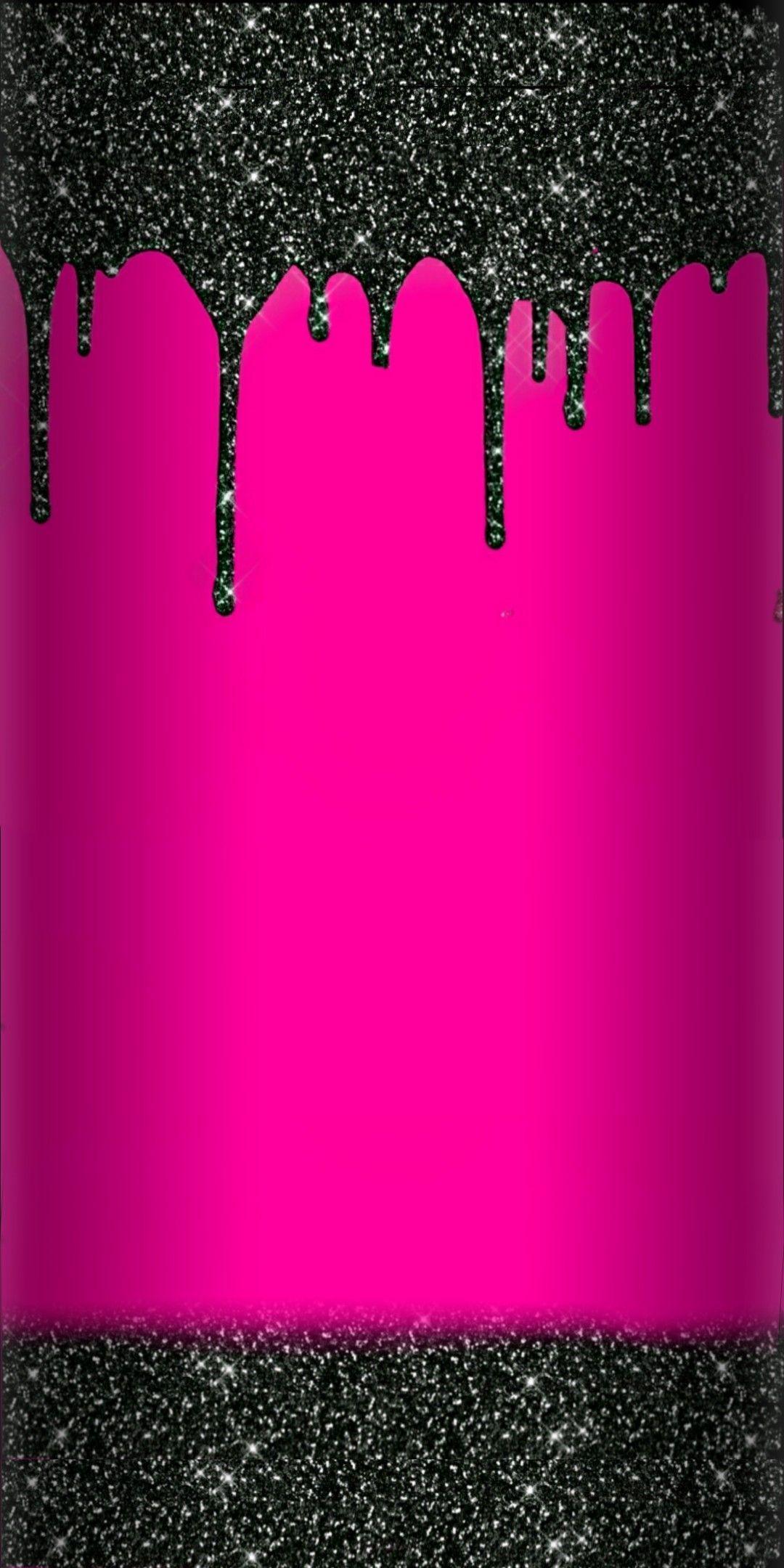 1080x2160 Hot pink & black glitter drip. Pink glitter background, Pink sparkle background, Glittery wallpaper