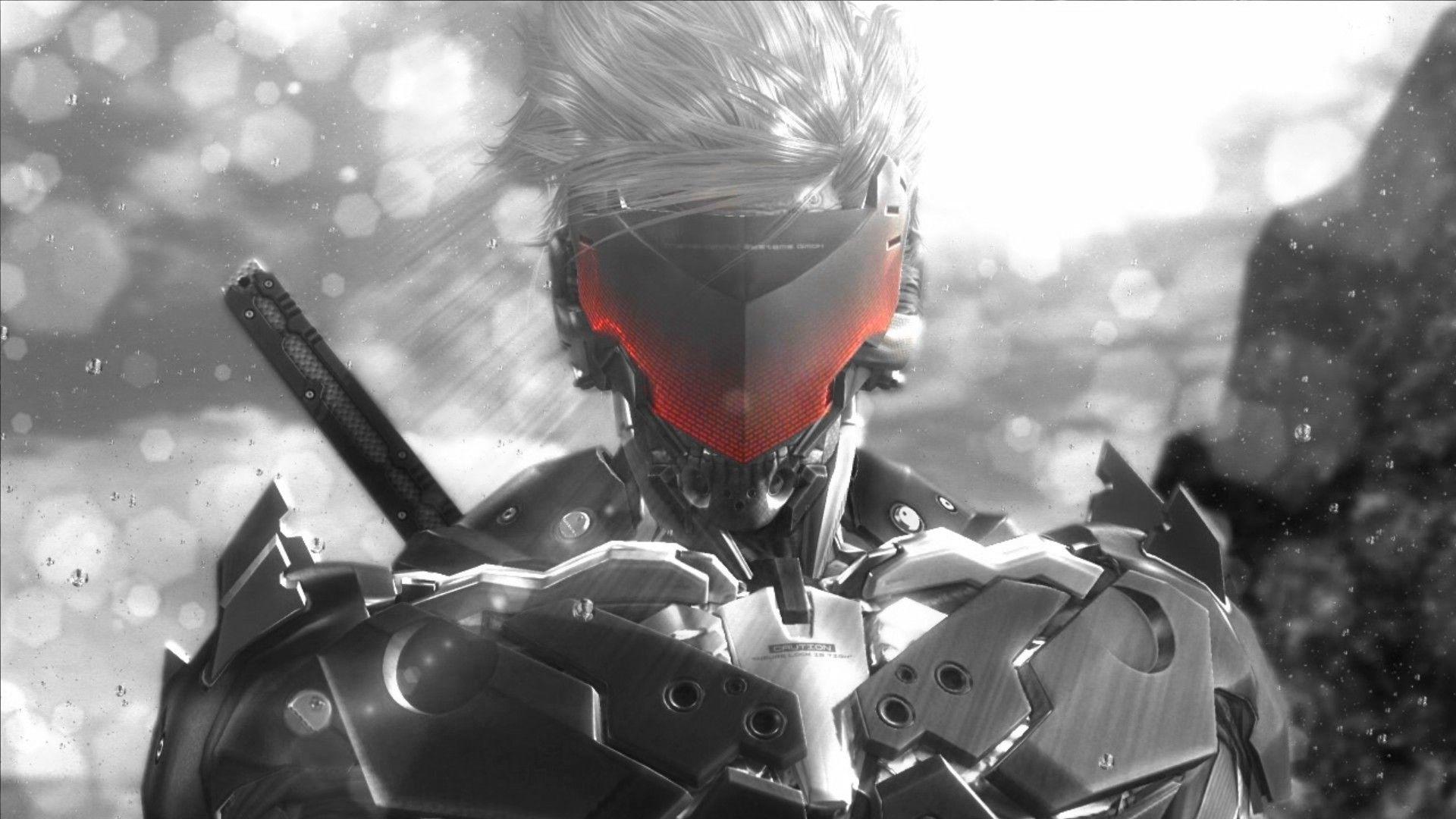 1920x1080 #cyborg, #monochrome, #glowing, #Metal Gear Rising: Revengeance, #ninja robots, #sword, #Raiden, wallpaper