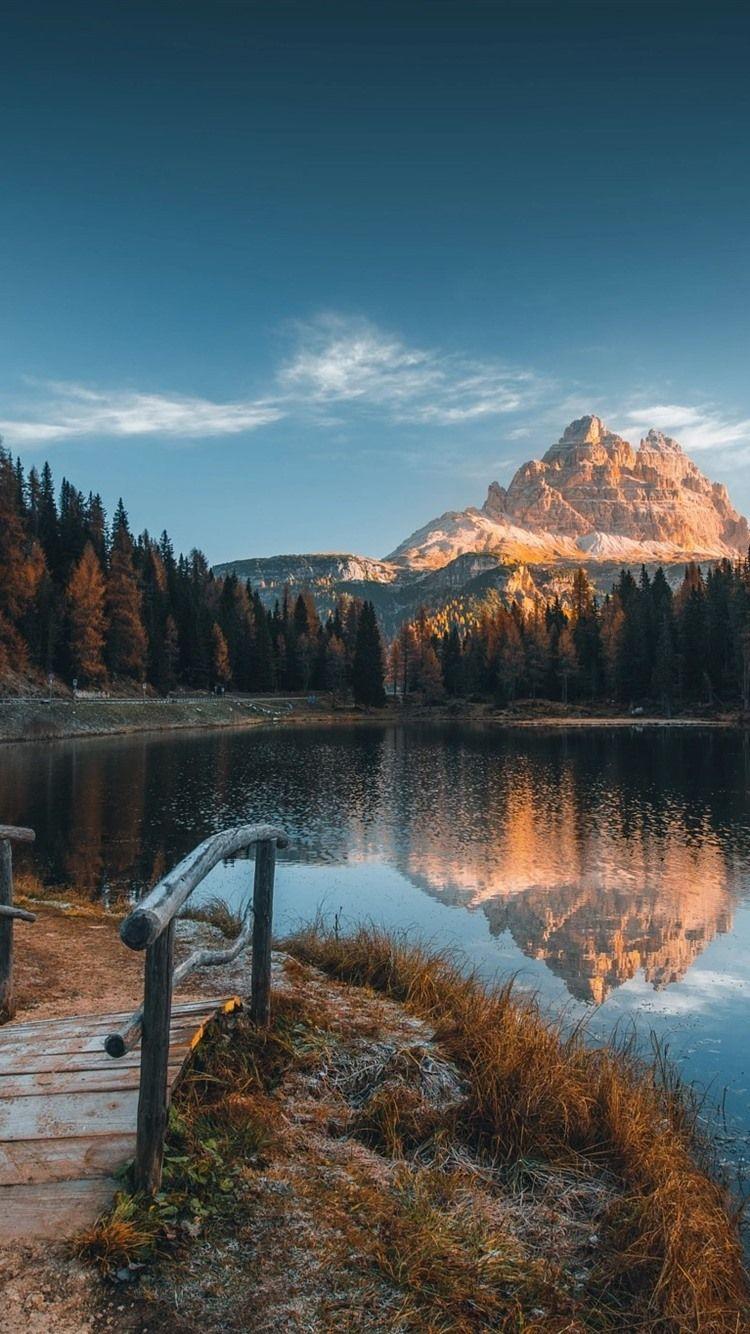 750x1334 iPhone Wallpaper Italy, Alps, Trees, Lake HD Wallpaper