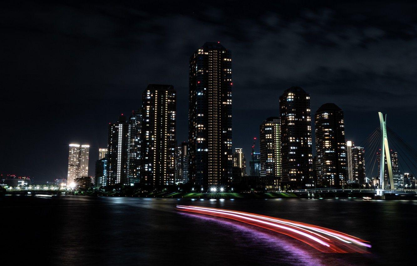 1332x850 Wallpaper City, Lights, Dark, Coast, Night, Bridges, Buildings, Architecture, Skyscrapers, Cityscape, 4k Ultra HD Background, Long Exposure Photography Image For Desktop, Section город