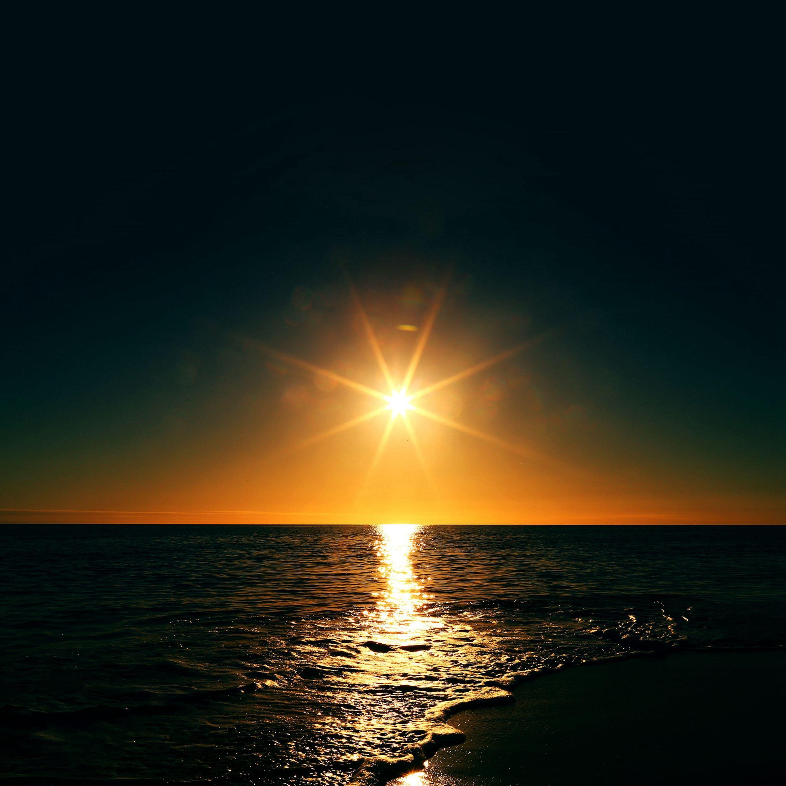 2732x2732 Sunset Beach Sea Nature Sky iPad Pro Wallpaper Free Download