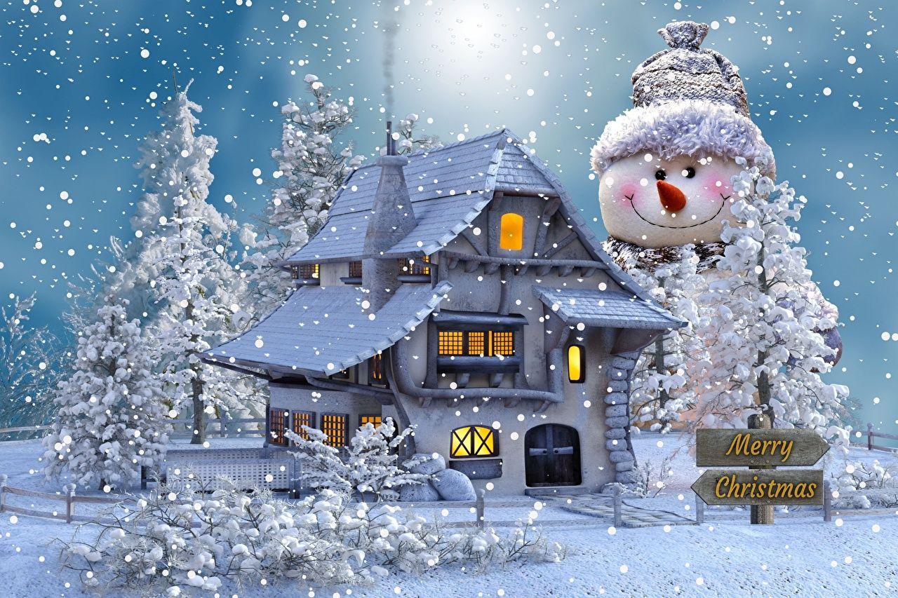 1280x853 Wallpaper New year English Snow Snowman Word