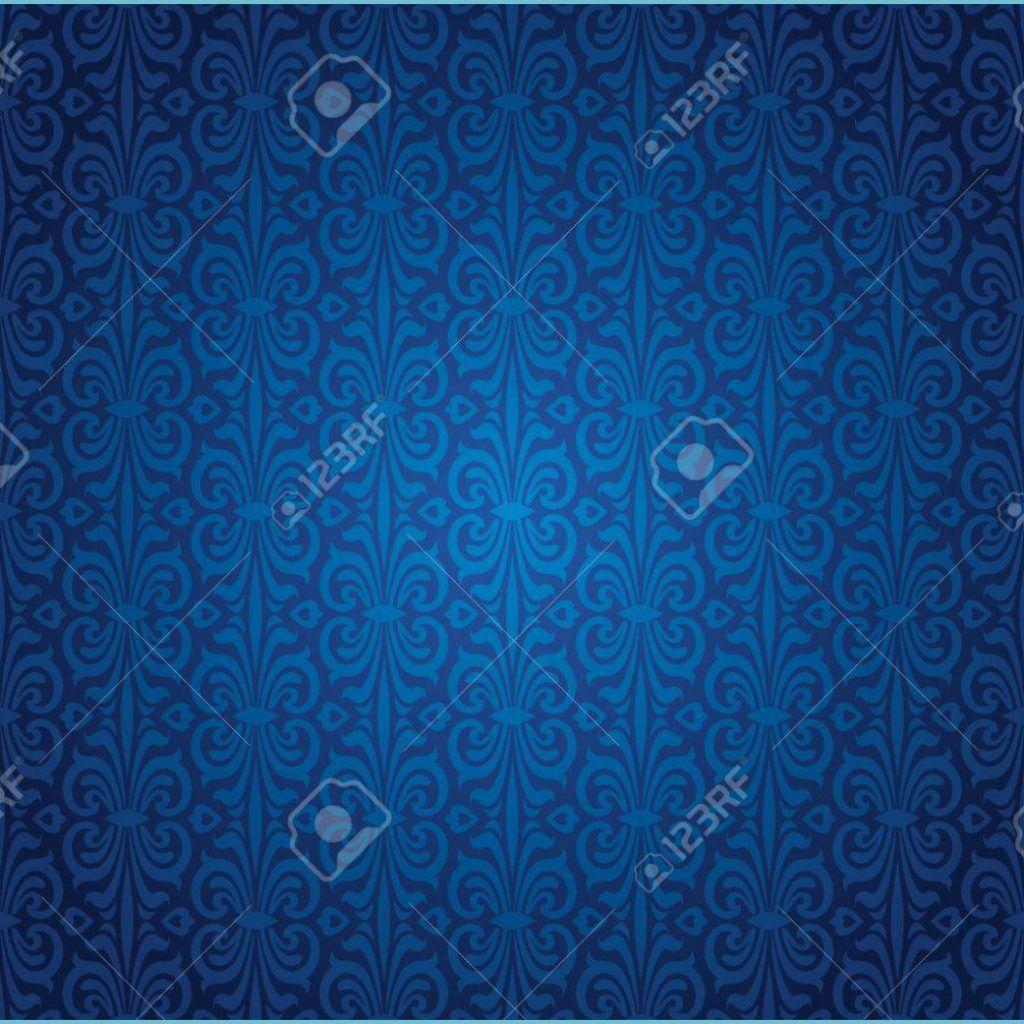 1024x1024 Indigo Blue Vintage Wallpaper Background Pattern Design Stock blue wallpaper