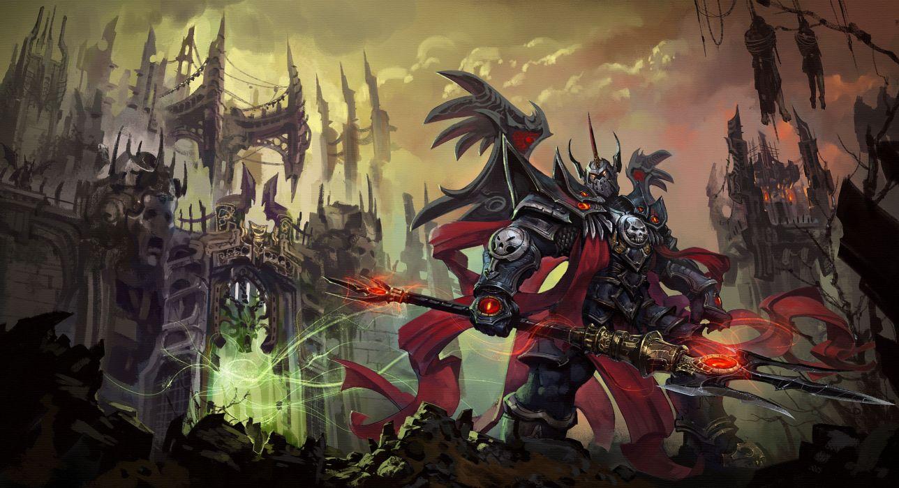 1288x700 Warhammer 40000 Warrior Armor Trident Fantasy Games wallpaperx2447