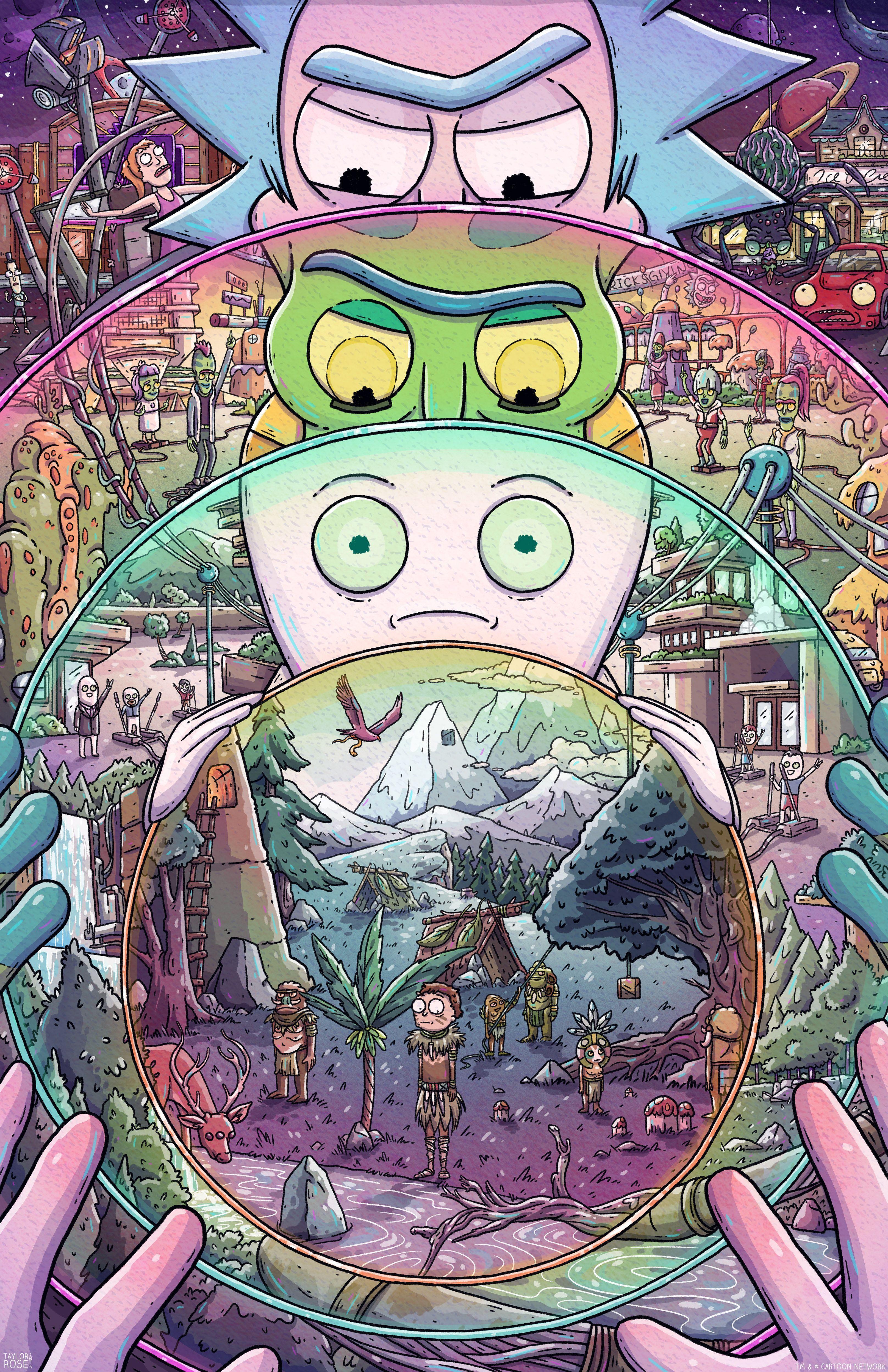 3232x4994 The Ricks Must Be Crazy' Rick and Morty fan art by Taylor Rose. Rick and morty poster, Rick i morty, Rick and morty