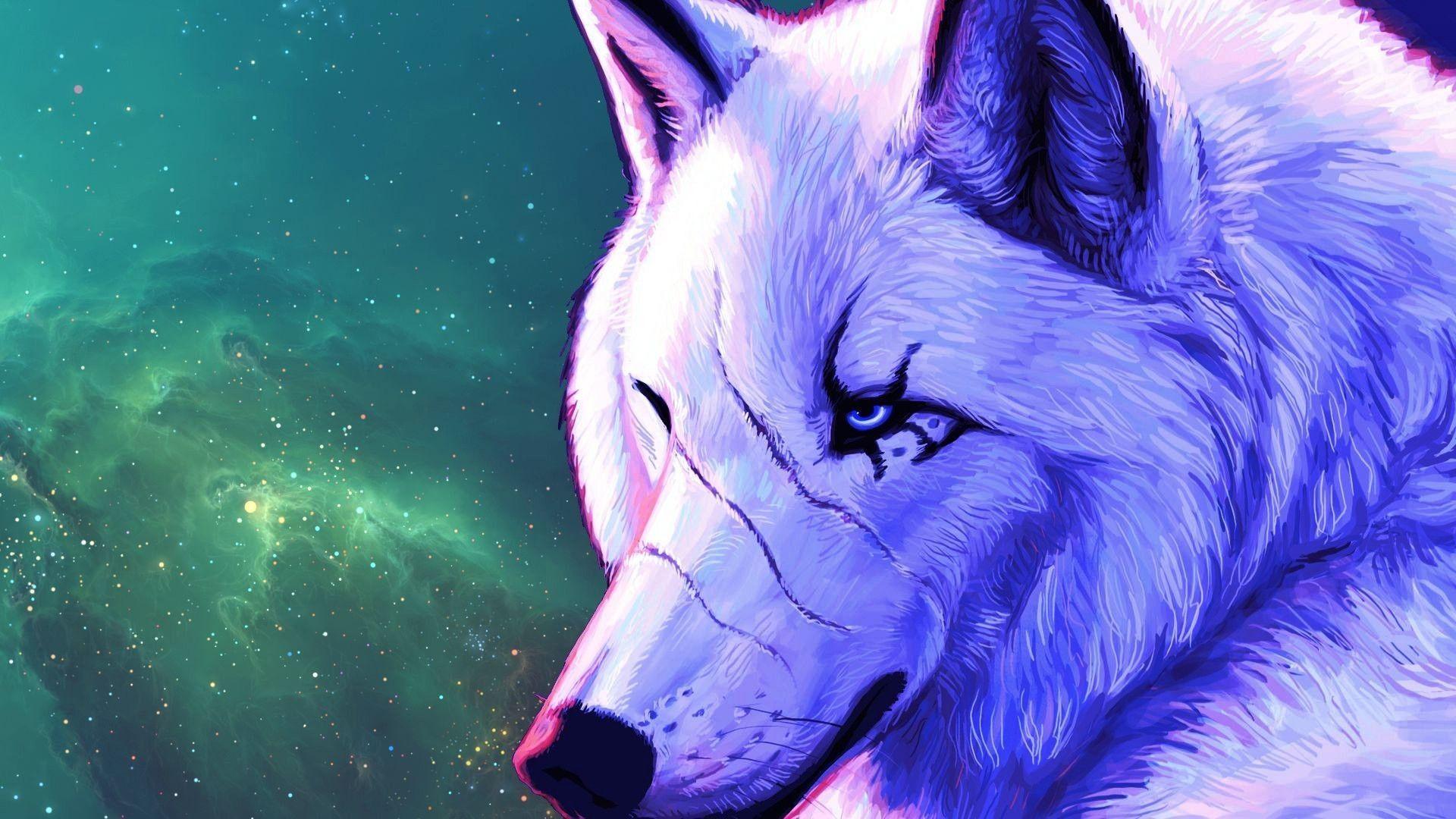 1920x1080 Anime Galaxy Wolf Wallpaper