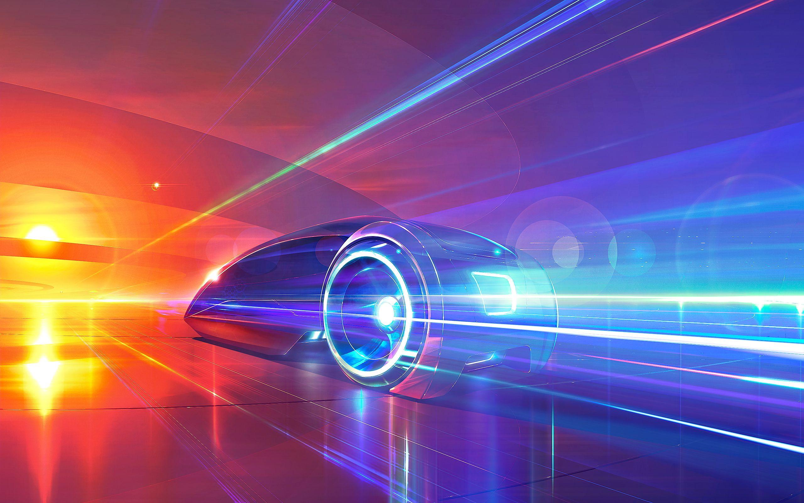 2560x1600 Solar car sunset art