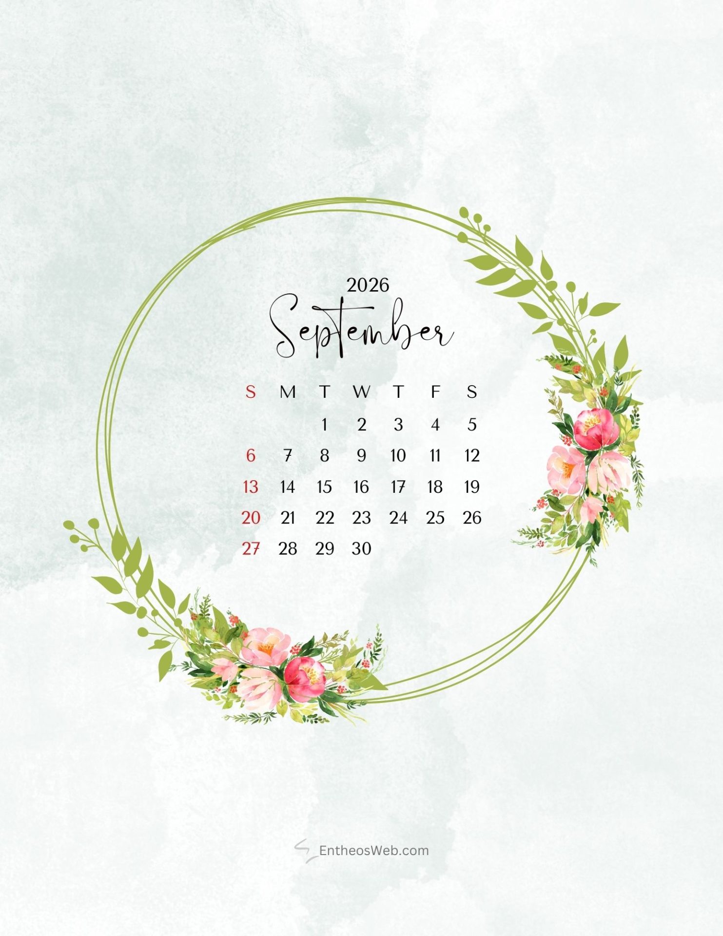 1483x1920 September 2026 Calendar Printables