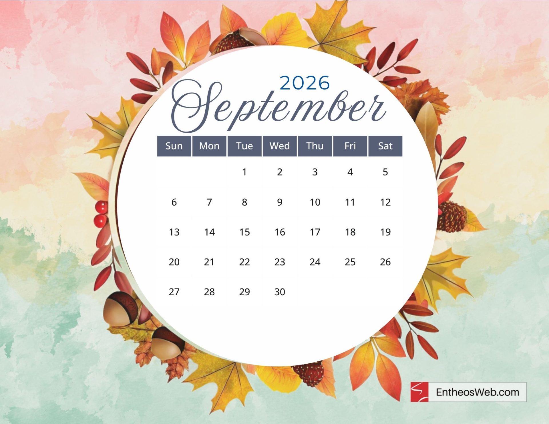 1920x1483 September 2026 Calendar Wallpaper