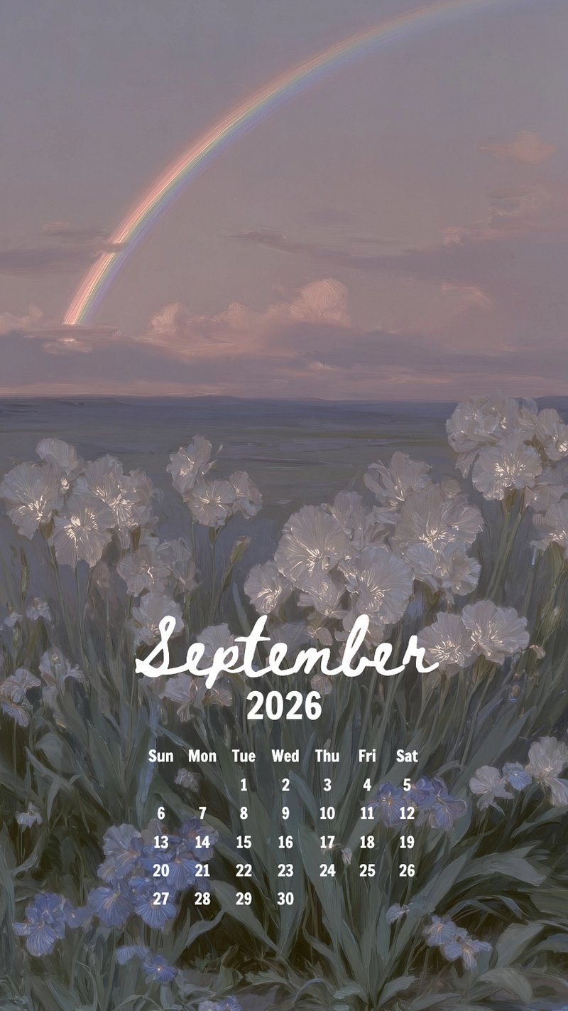 800x1422 Aesthetic view September 2026 calendar. Premium Editable Template