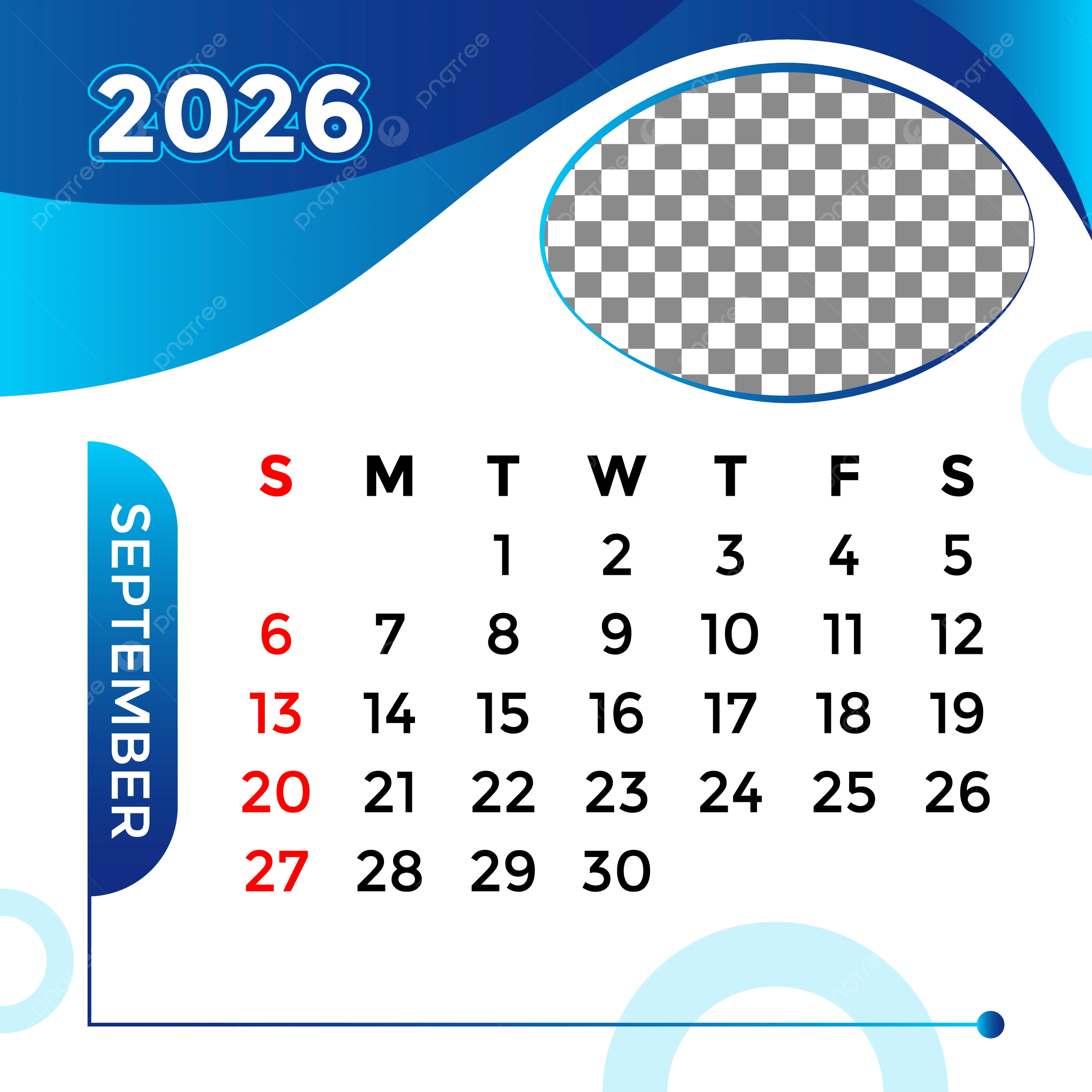 2500x2500 Monthly Calendar 2026 September Month Vector Template Download on Pngtree