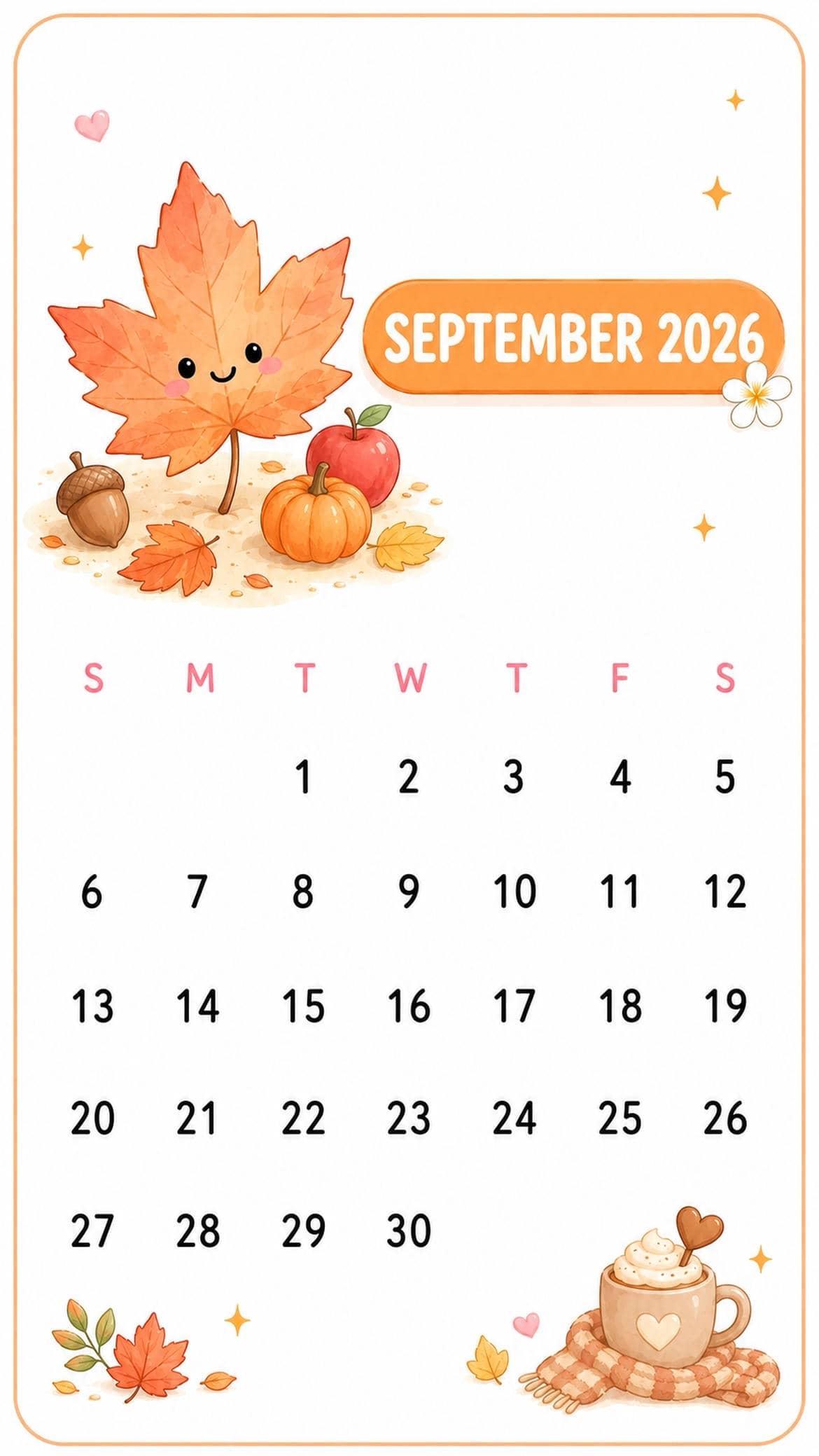 1170x2079 September Calendar Wallpaper Desktop & Phone Background