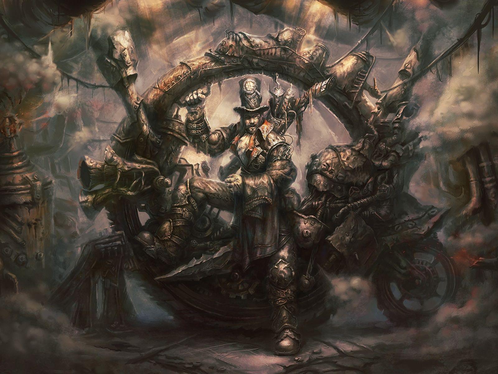 1600x1200 Photo Steampunk Men steam car Hat Fantasy Fantastic world 1600x1200