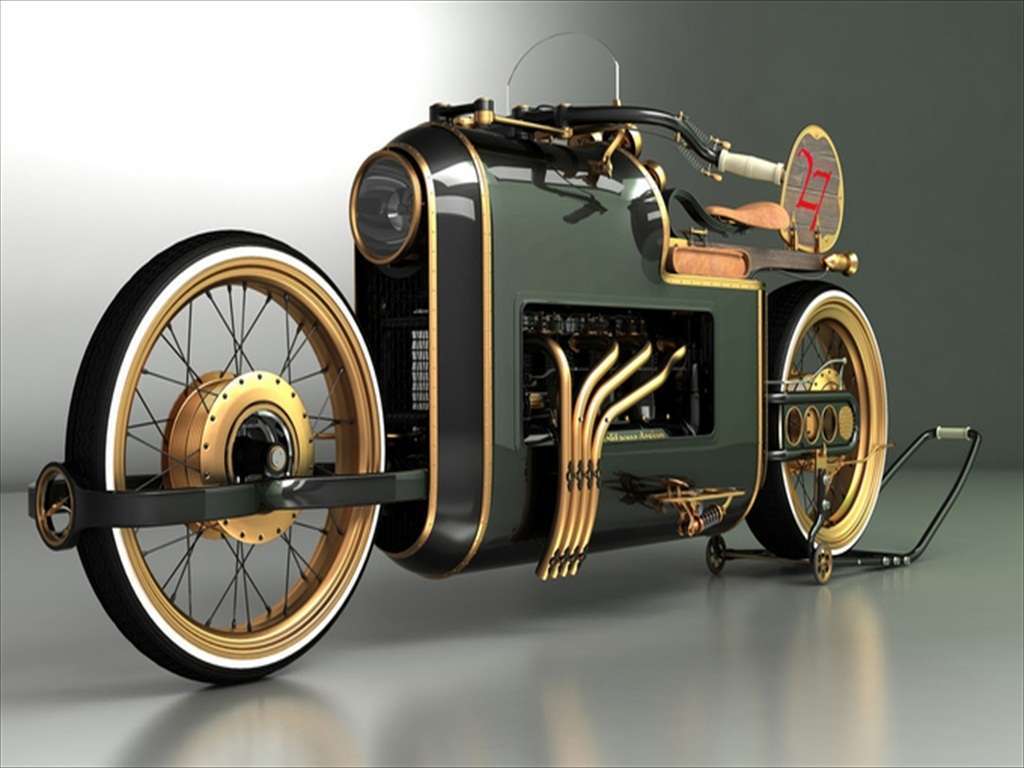 1024x768 Steampunk Motorcycle HD Wallpaper