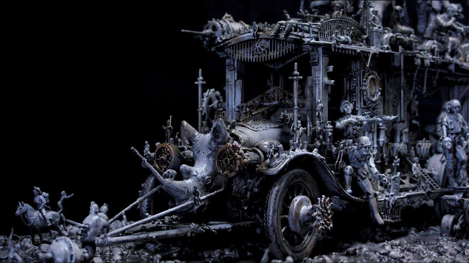 1600x900 Kris Kuksi Art Sculptures Dark Sci Fi Steampunk L Wallpaperx900