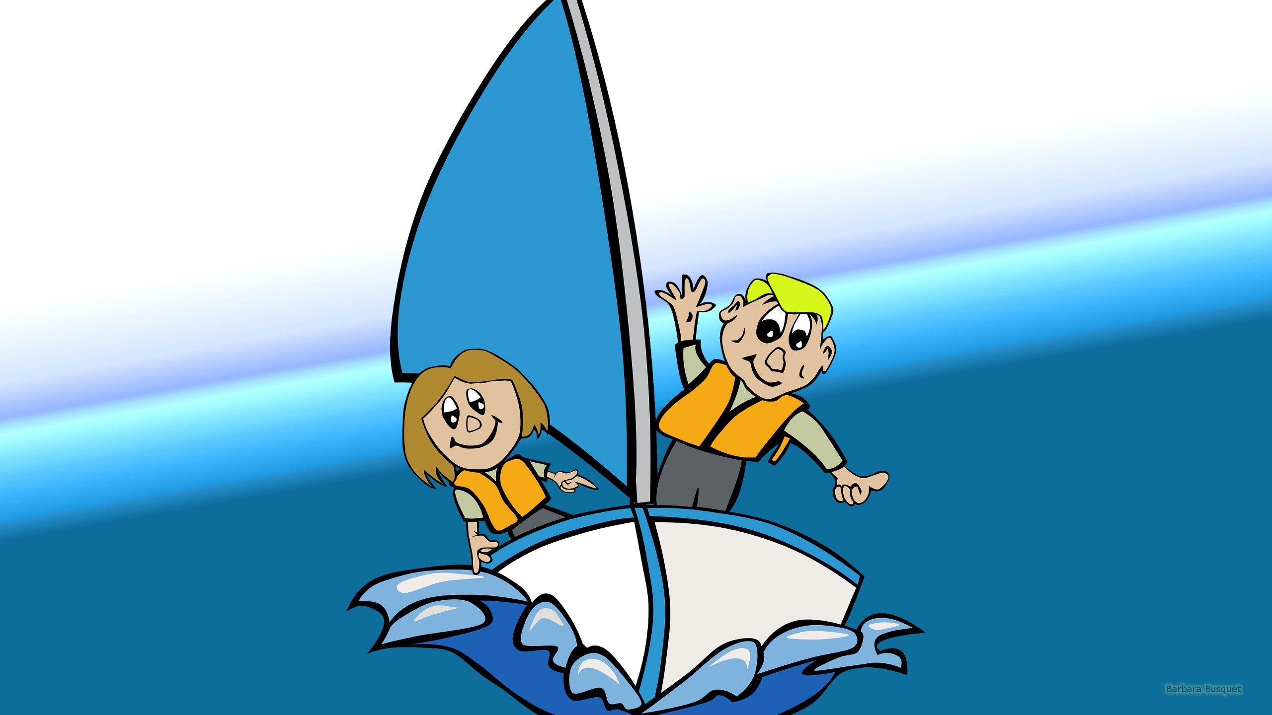 2560x1440 Sailboat with father and daughter's HD Wallpaper