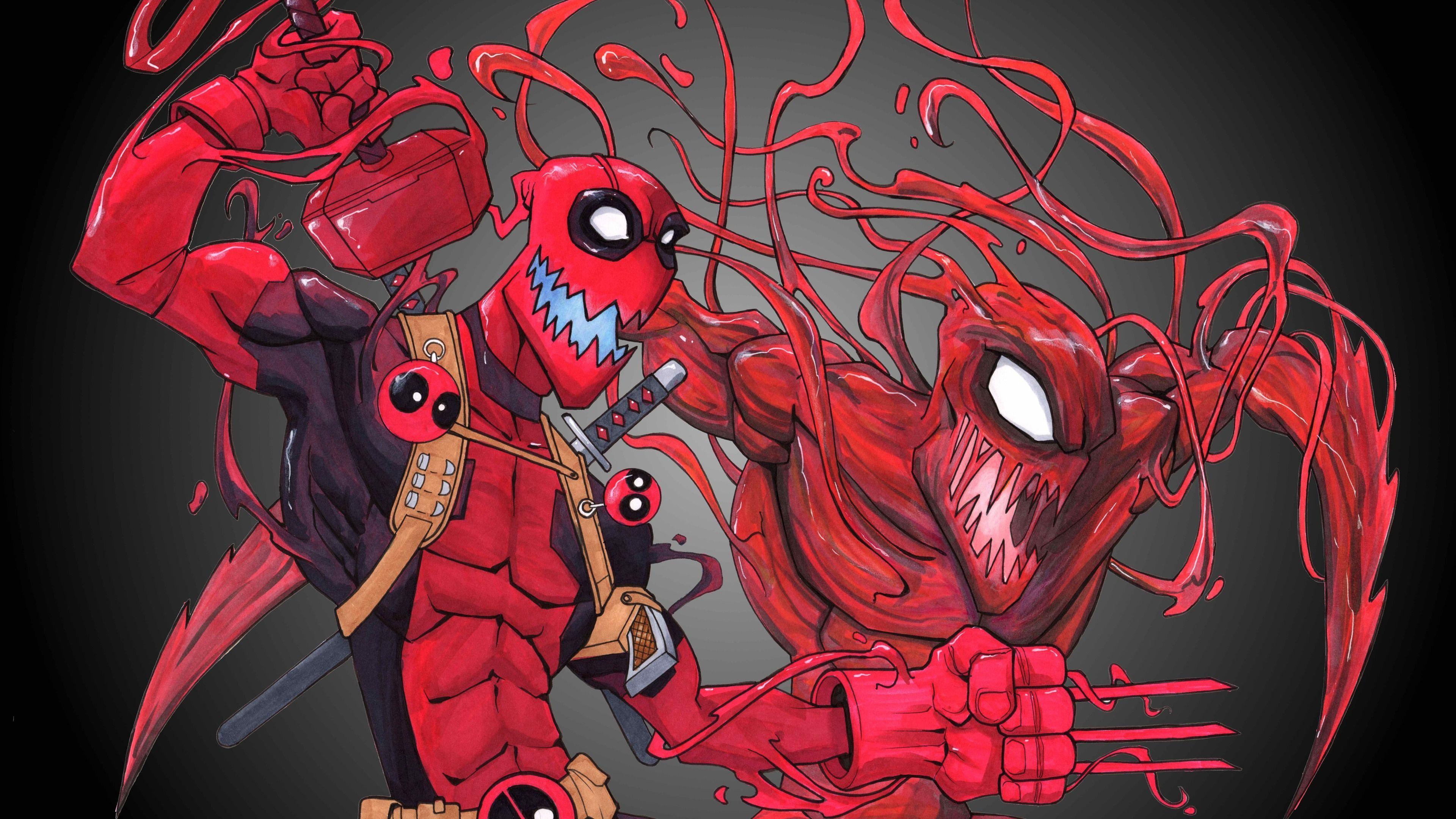 3840x2160 Deadpool Carnage 4k Superheroes Wallpaper, Hd Wallpaper, Digital Art Wallpaper, Deadpool Wallpaper, Carnage. Deadpool Wallpaper, Deadpool Poster, 8k Wallpaper