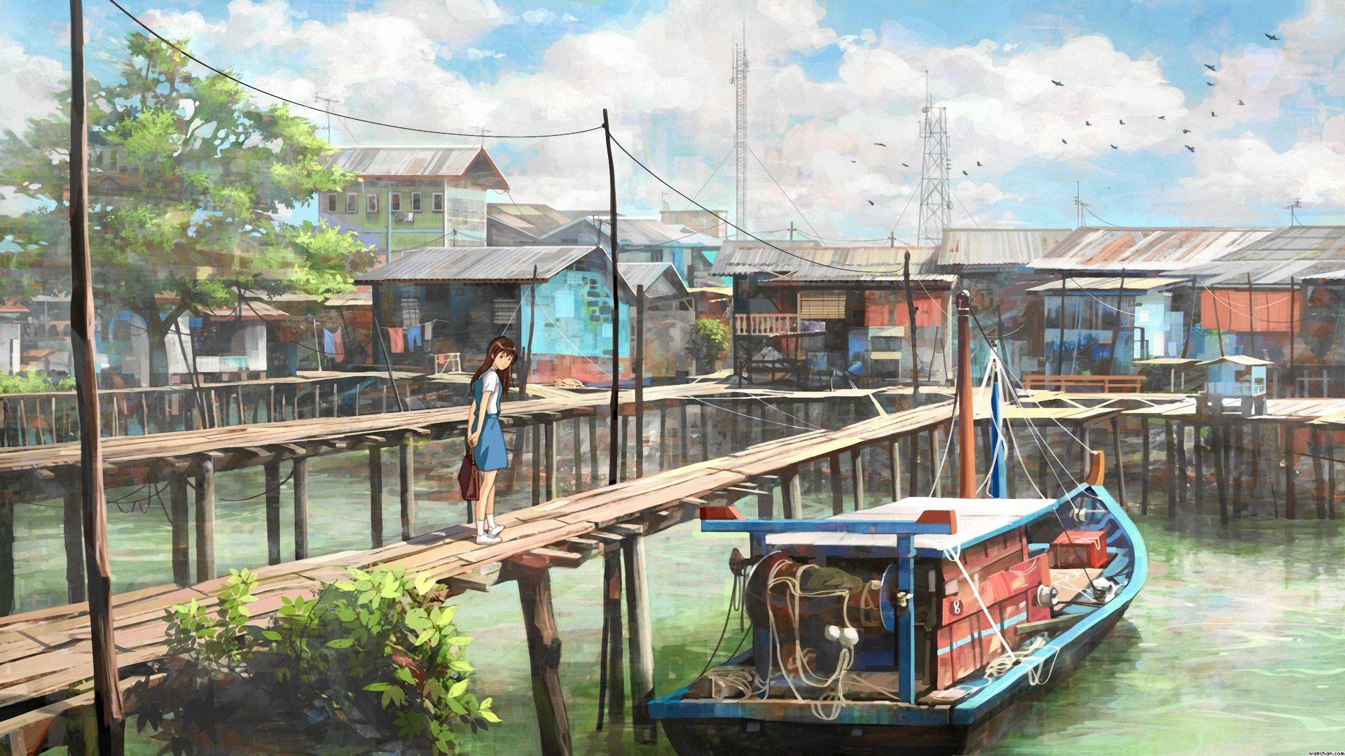 1920x1080 Anime City Scenery wallpaper. Realistic_1. Scenery