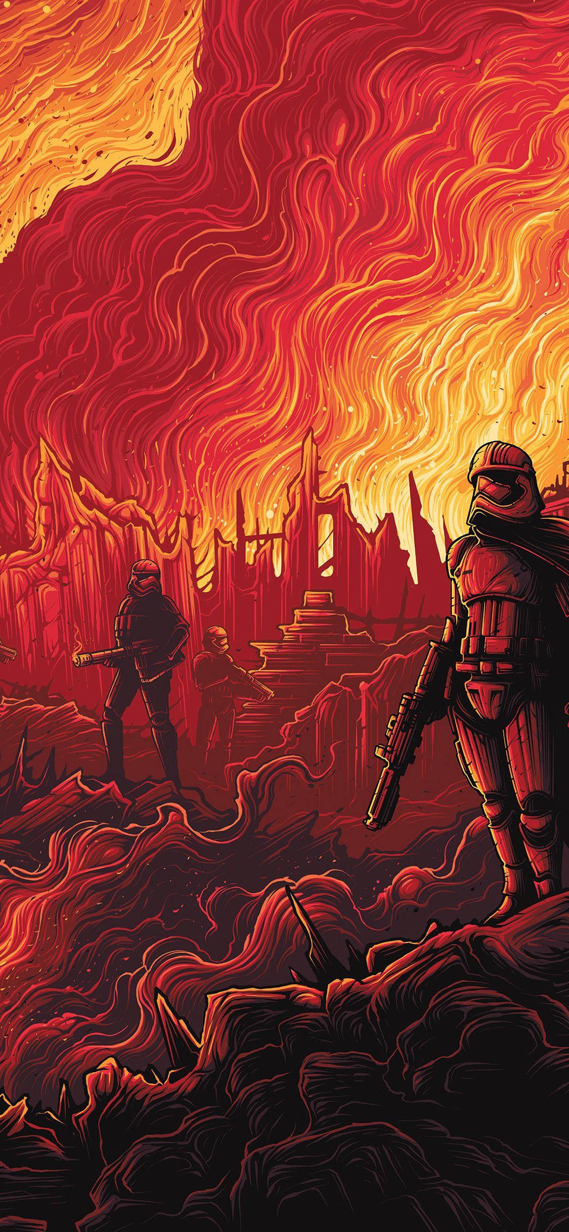 1125x2436 iPhone X wallpaper. captain phasma starwars red film art