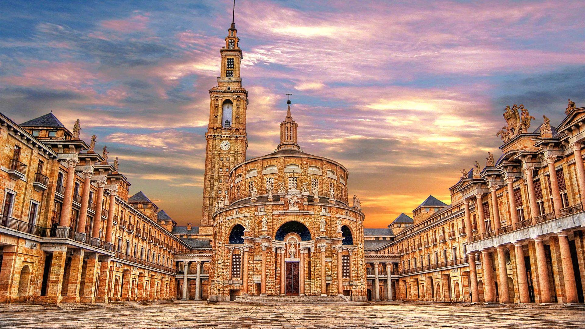1920x1080 Wallpaper Spain, Asturias, church, buildings, dusk 1920x1200 HD Picture, Image
